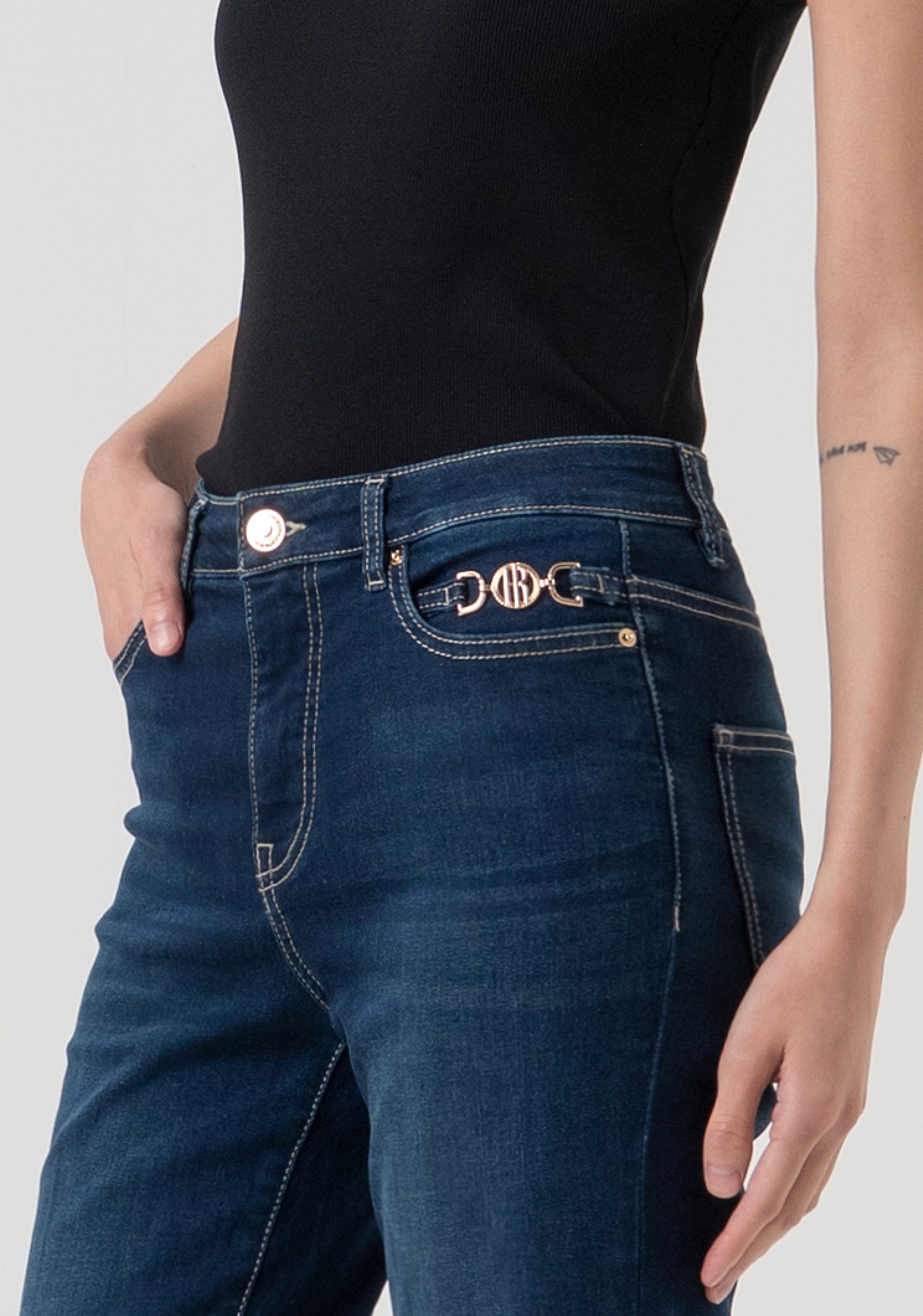 Jeans bootcut made in denim with middle wash Fracomina FP25WVA012D46093-117-2