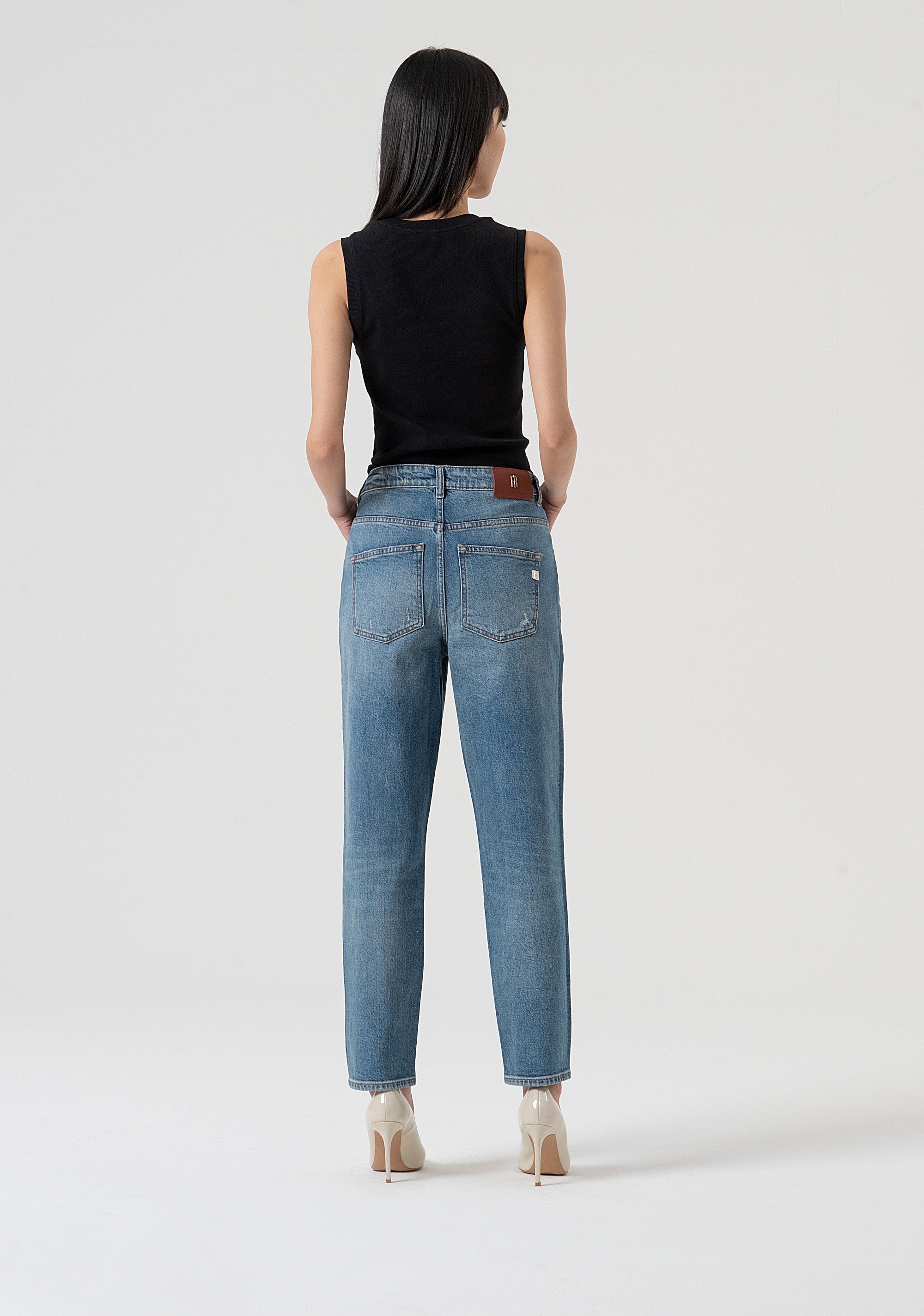 Jeans carrot mom fit made in denim with destroyed wash Fracomina FP25WVD005D45093-337-4