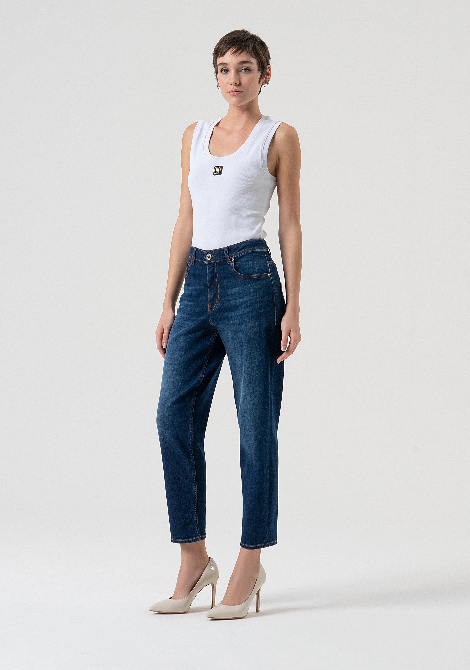 Jeans carrot mom fit made in denim with middle wash Fracomina FP25WVD005D46002-987-2