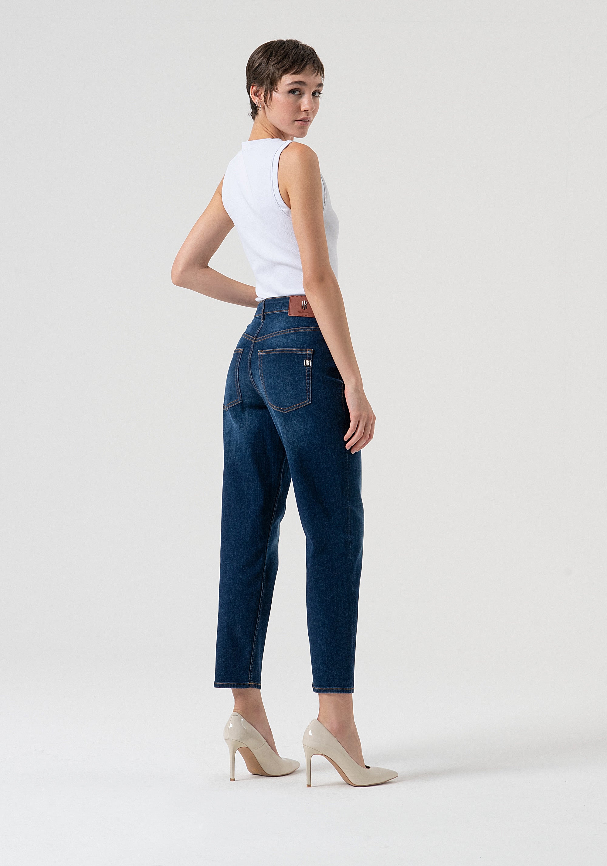 Jeans carrot mom fit made in denim with middle wash Fracomina FP25WVD005D46002-987-4