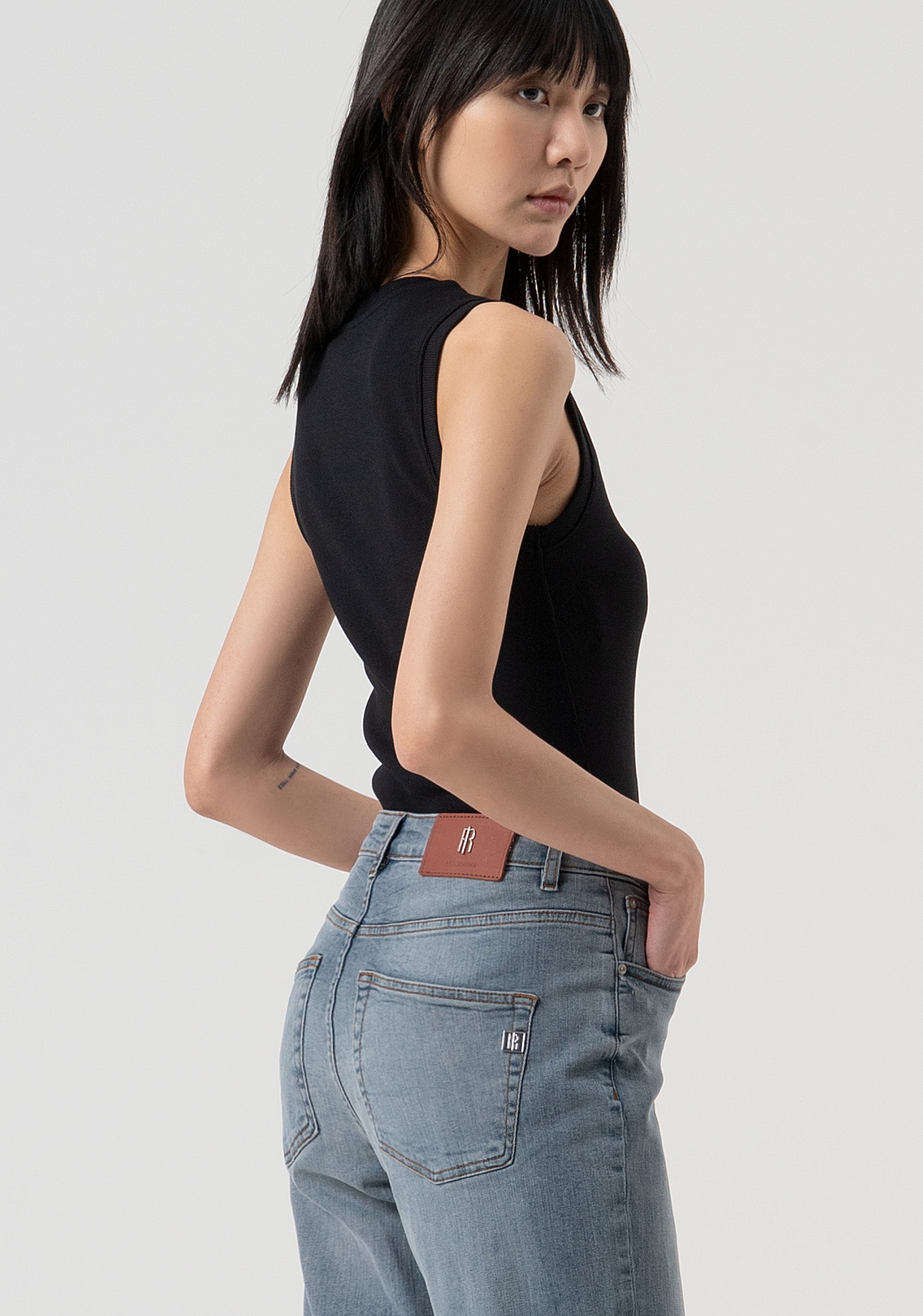 Jeans carrot mom fit made in blue grey denim with middle wash Fracomina FP25WVD005D46093-C41-4