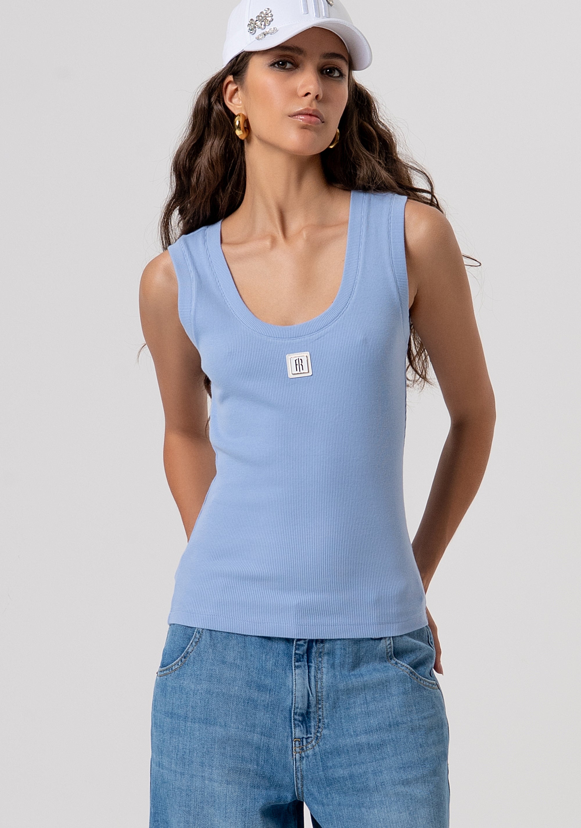 Tank top tight fit with ribs Fracomina FP26ST2001J40101-175-1