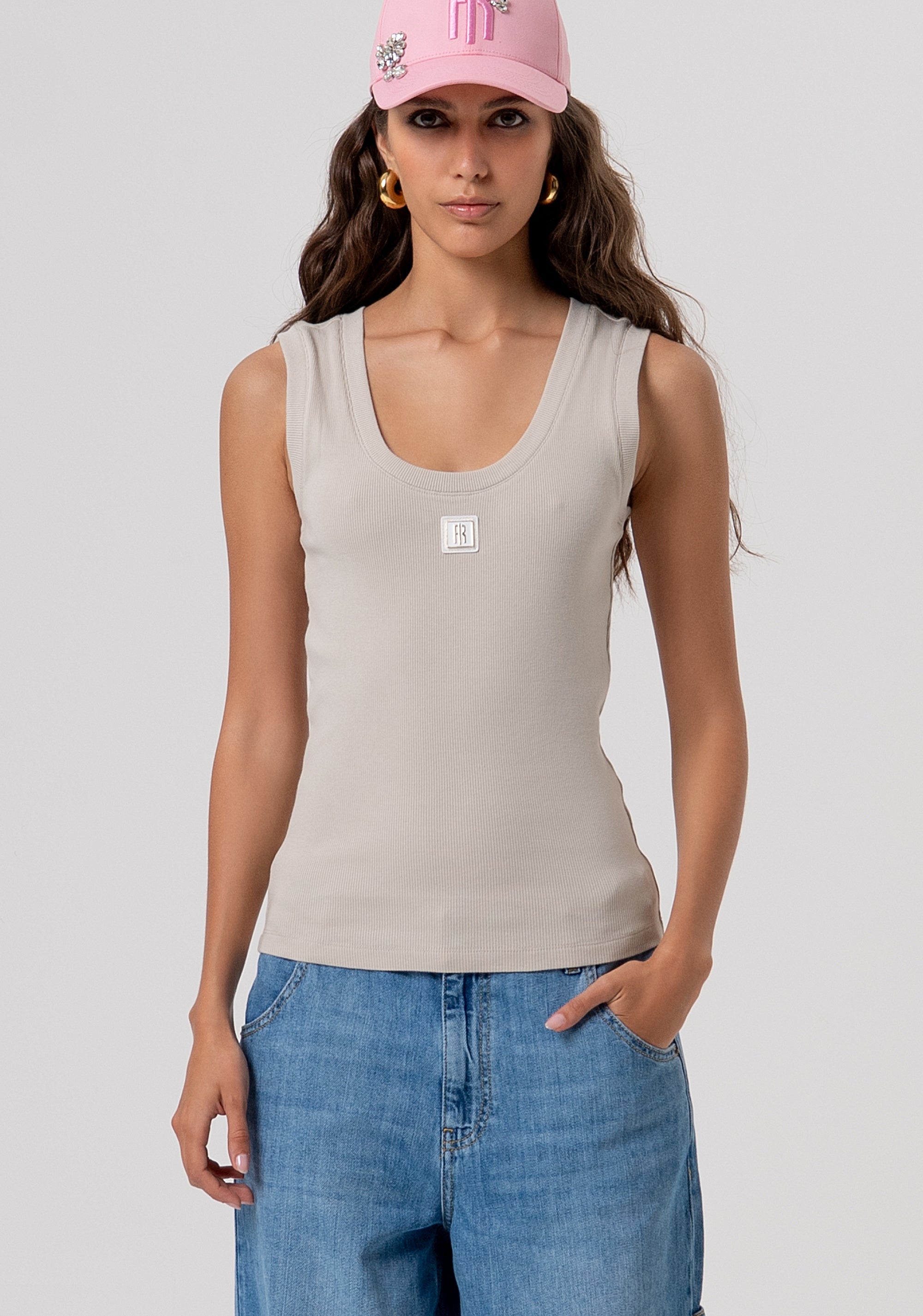 Tank top tight fit with ribs Fracomina FP26ST2001J40101-251-1