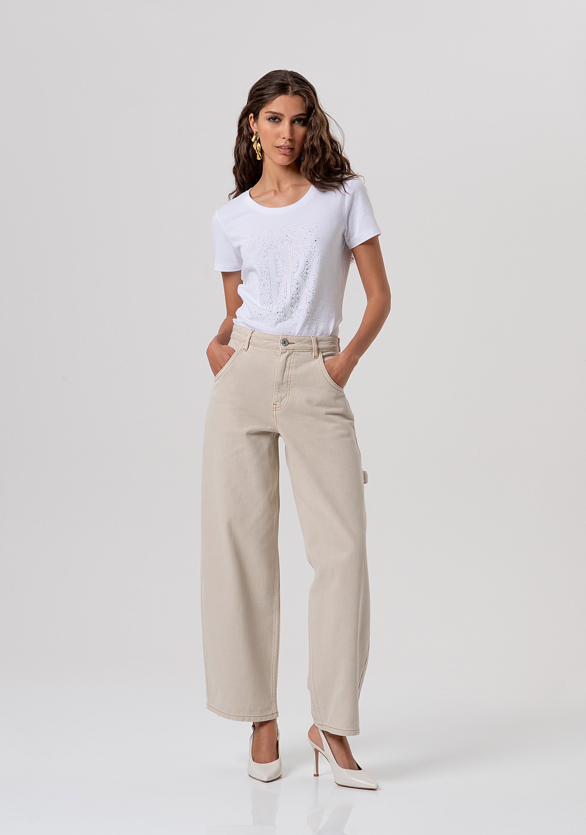 Carrot pant made in bull fabric Fracomina FP26SV2005W61201-251-1