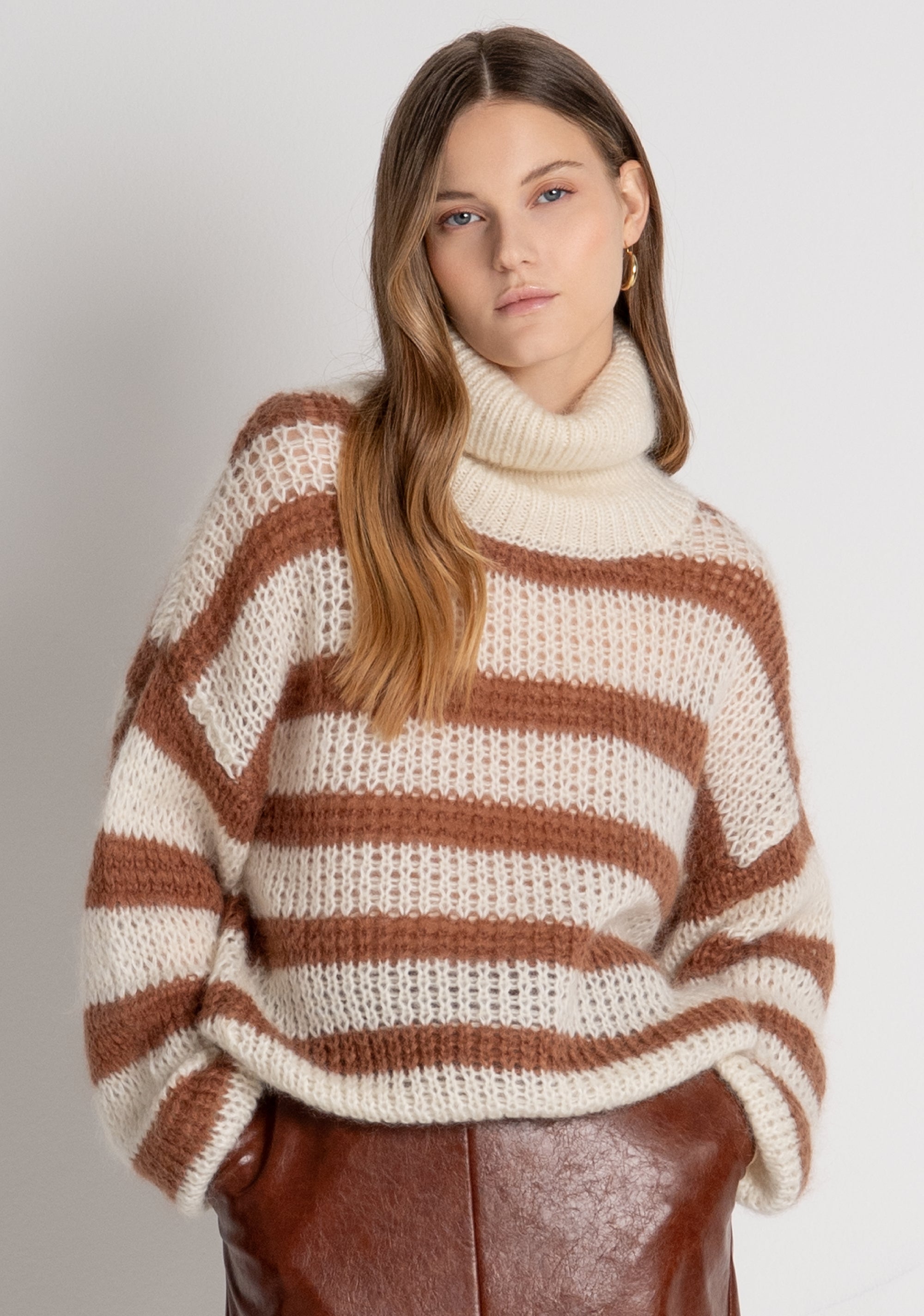 Knitwear regular fit with stripes made in wool and mohair Fracomina FP26WT7046K566N8-T09-3