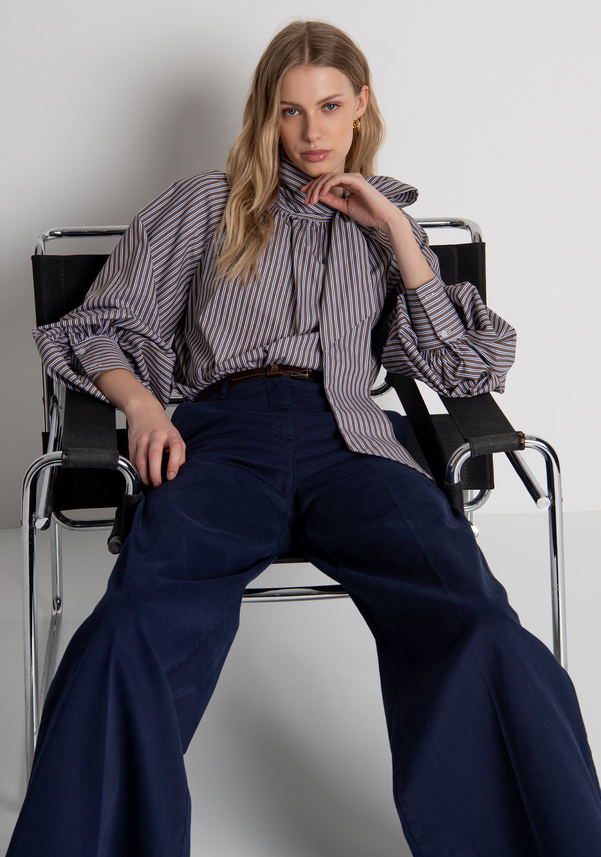 Wide leg pant Chino's style made in satin Fracomina FP26WV3023W42001-117