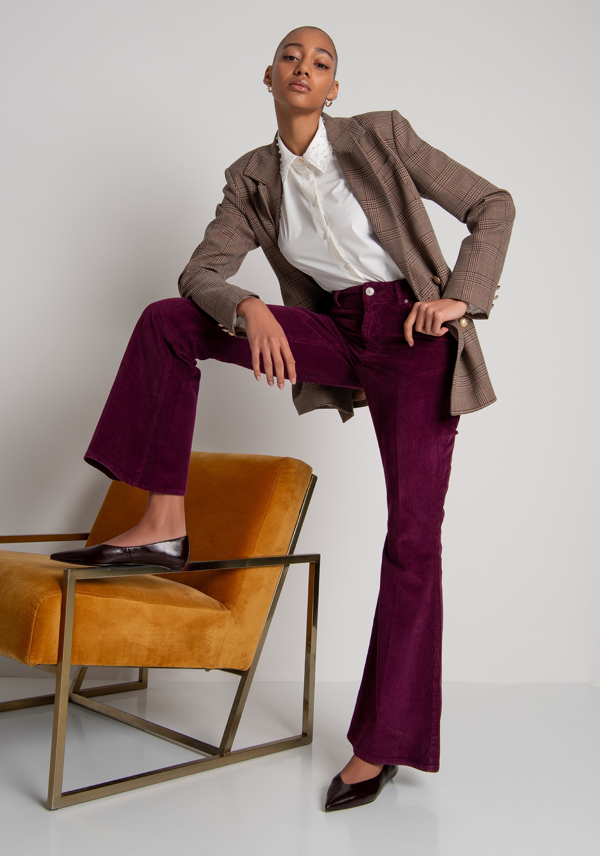 Bootcut pant made in corduroy Fracomina FP26WVA012W56701-R68