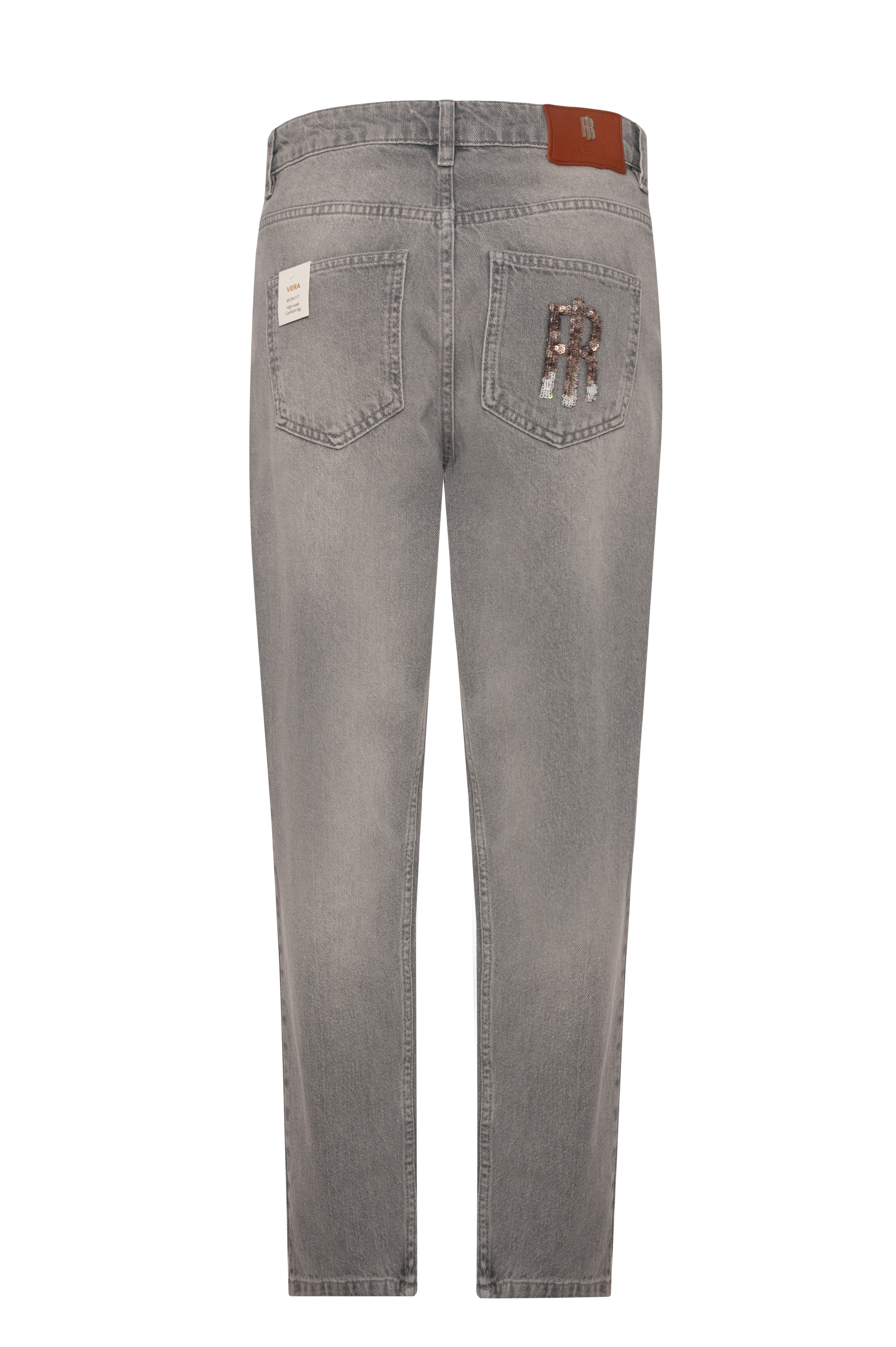 Jeans mom fit made in grey denim with light wash Fracomina FP26WVD005D41901-K10-3