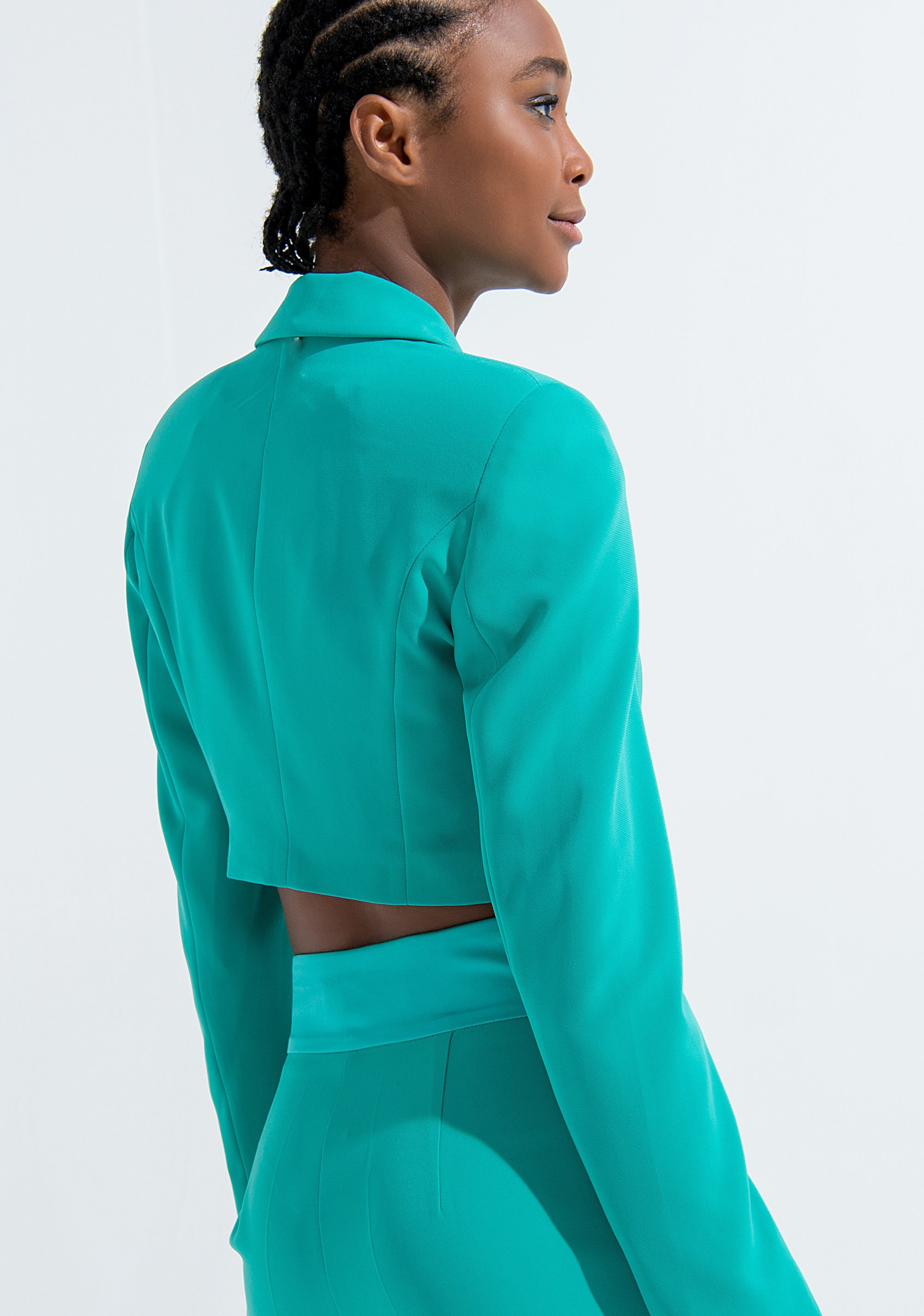 Blazer jacket regular fit cropped made in technical fabric Fracomina FQ22SJ1003W43601-037_4