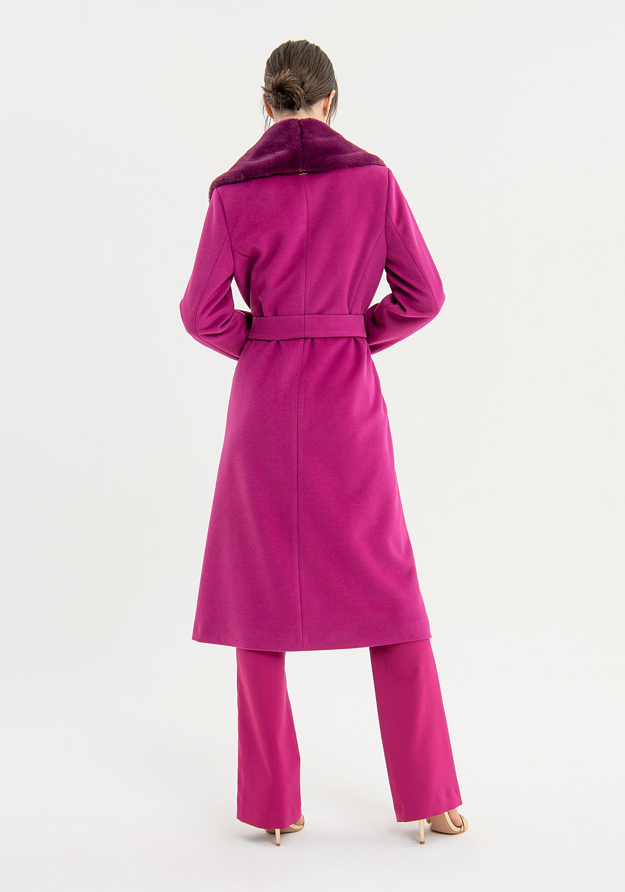 Long coat regular fit with internal part made in fake fur Fracomina FQ23WC1002W65701-L58-3