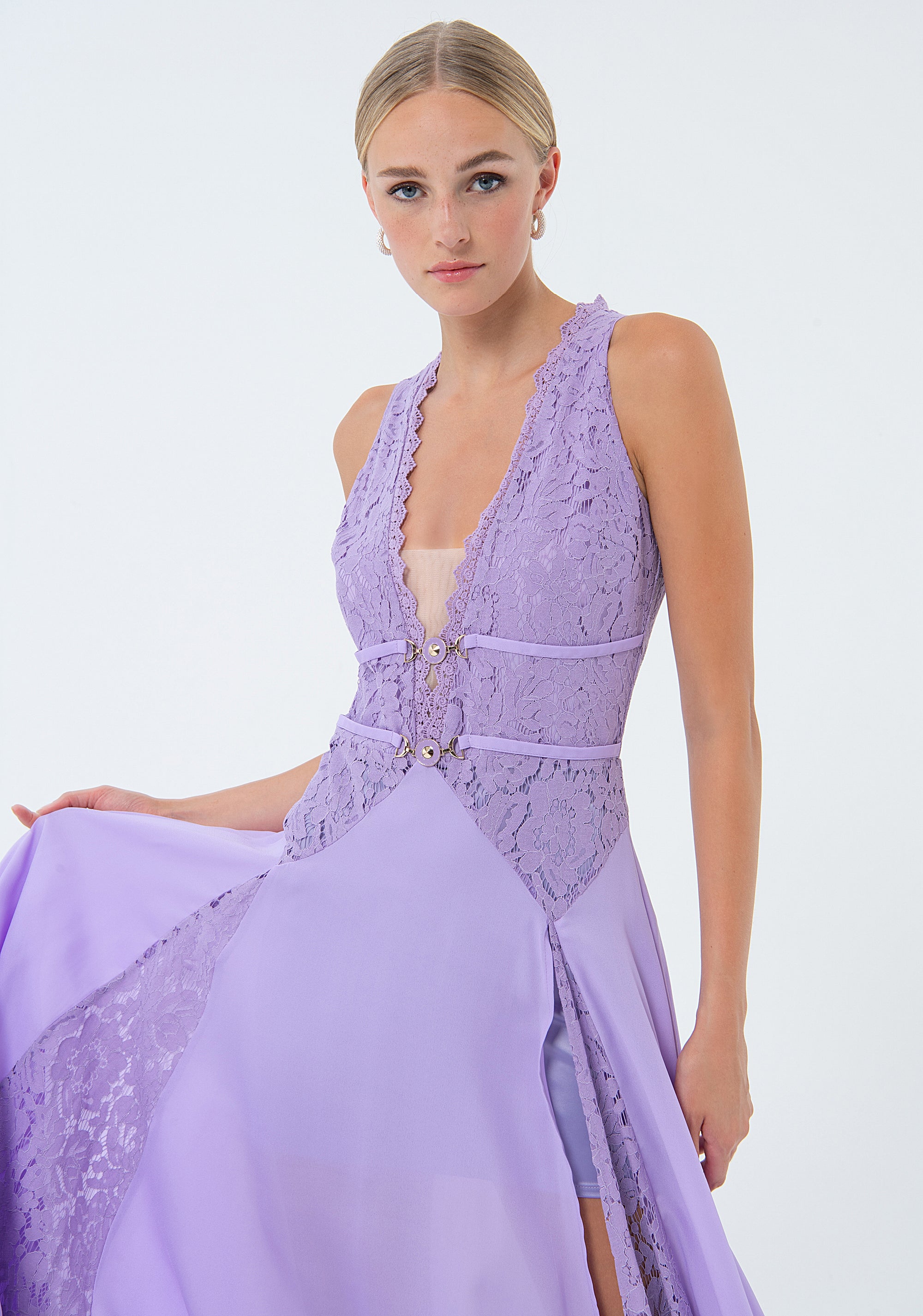 Long sleeveless dress with lace details Fracomina FQ24SD3008W412G1-185-2_3a8787d1-ca82-4d35-8676-a9fca672d51d