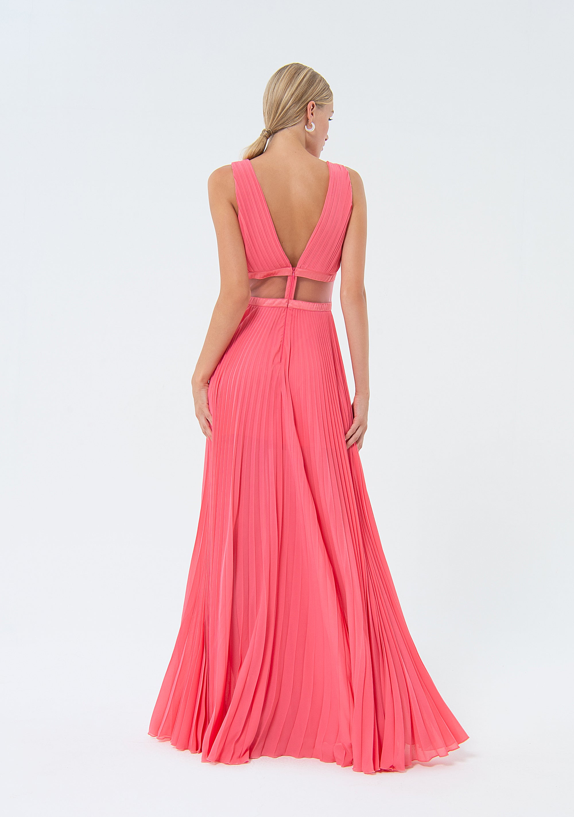 Long sleeveless dress made in plissè effect fabric Fracomina FQ24SD3026W412F9-L12-3