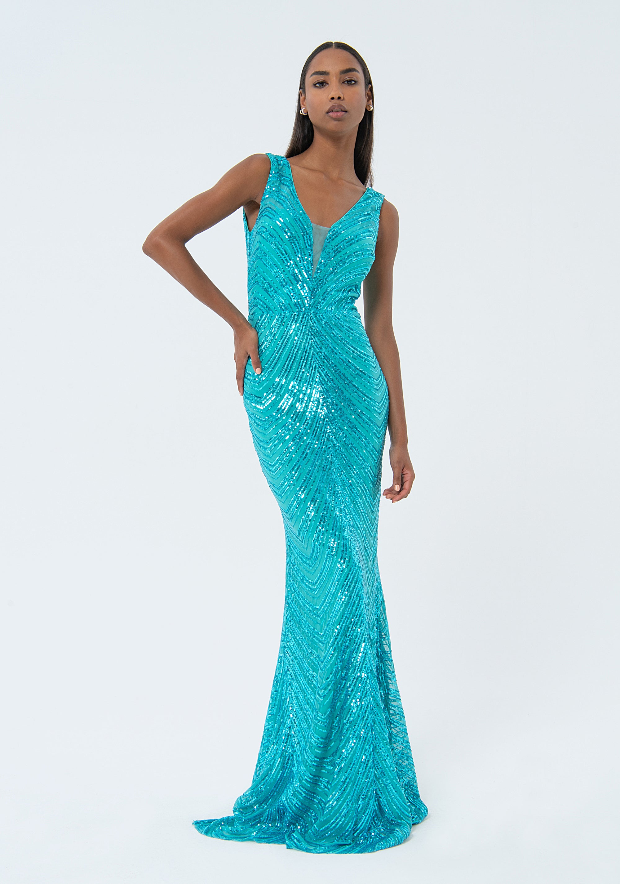 Long dress slim fit with shiny sequins FQ24SD3029W66701 FRACOMINA