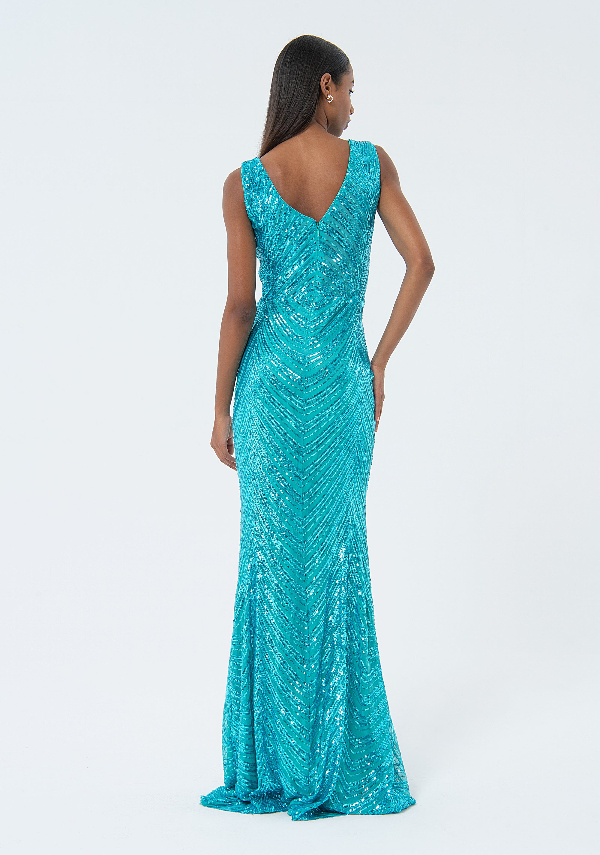 Long dress slim fit with shiny sequins Fracomina FQ24SD3029W66701-268-4