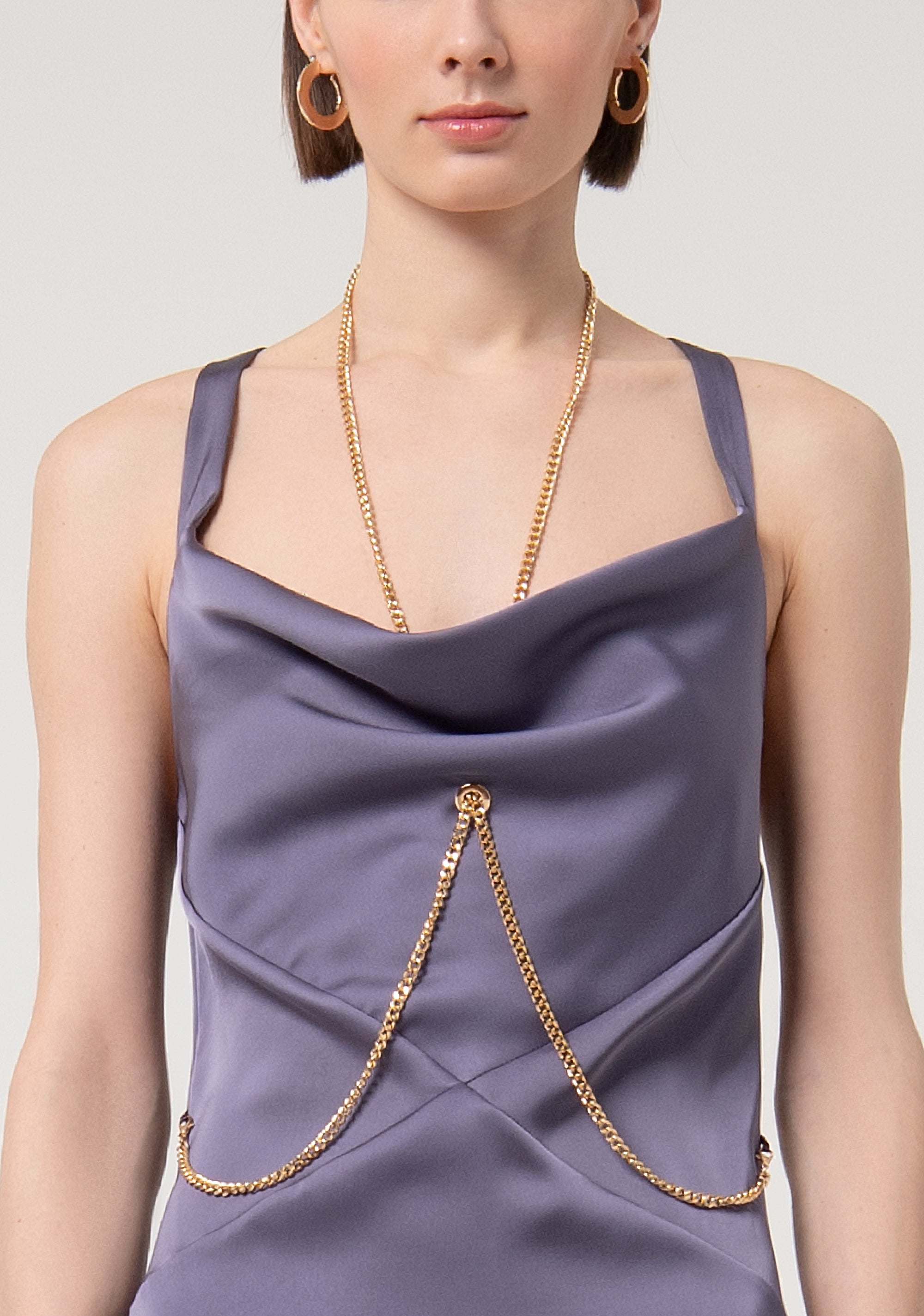 Sleeveless long dress made in satin Fracomina FQ24WD3012W47001-S94-2