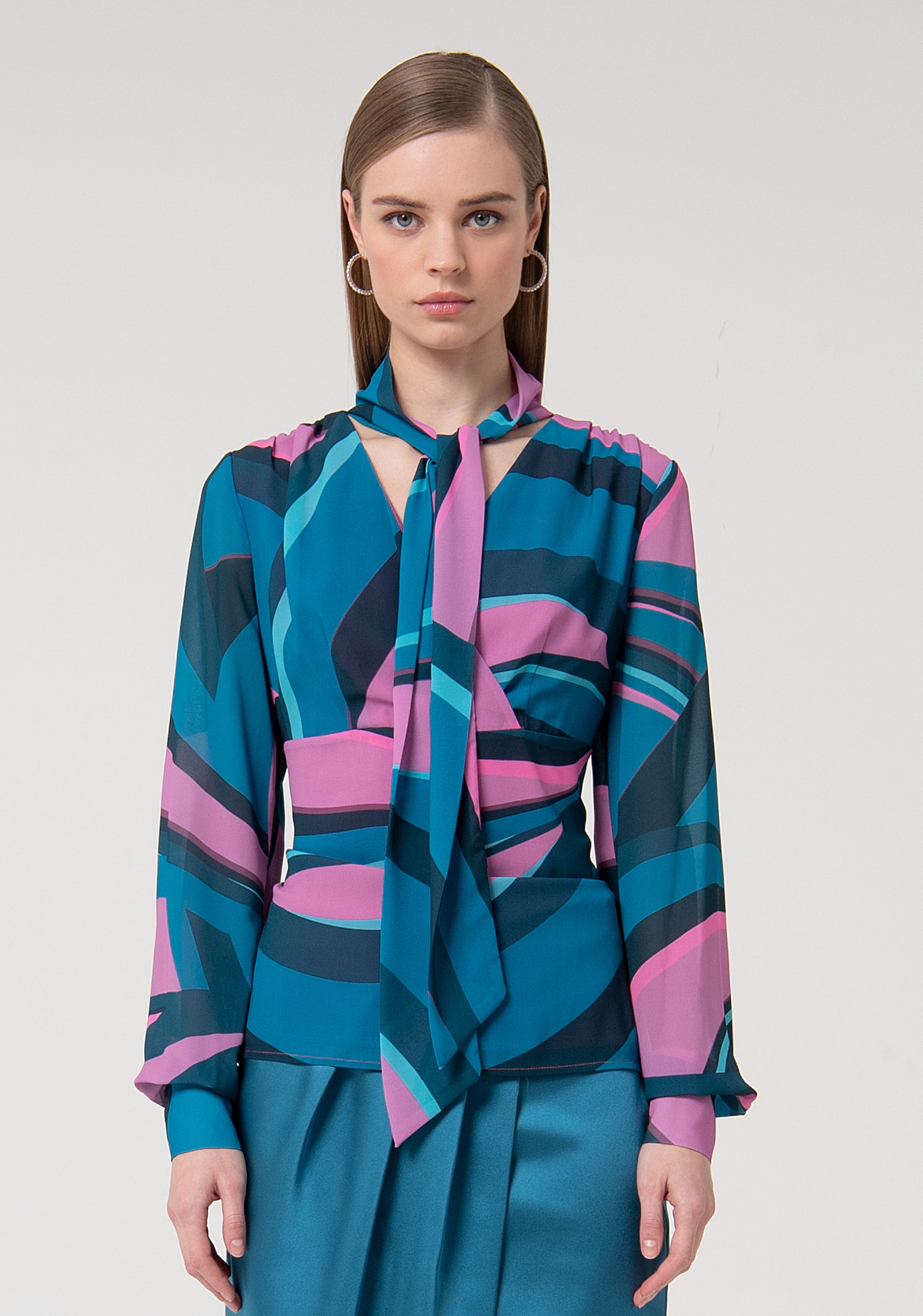 Top made with abstract pattern and long sleeves Fracomina FQ24WT1002W412K5-L53-1