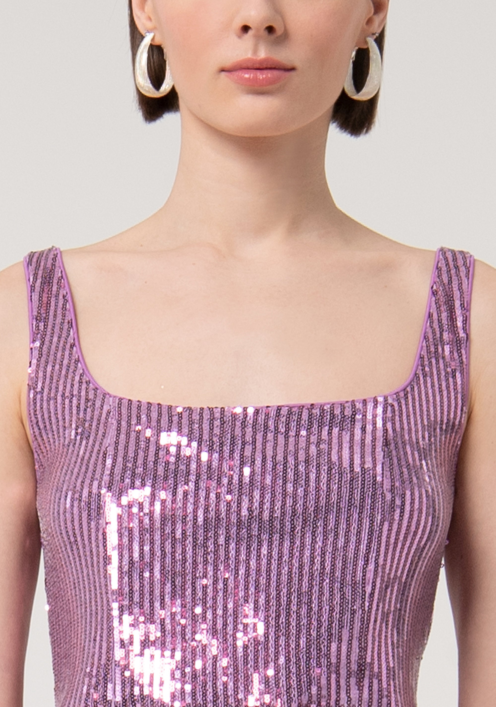 Tank top cropped made in sequins fabric Fracomina FQ24WT2001W66701-S76-2
