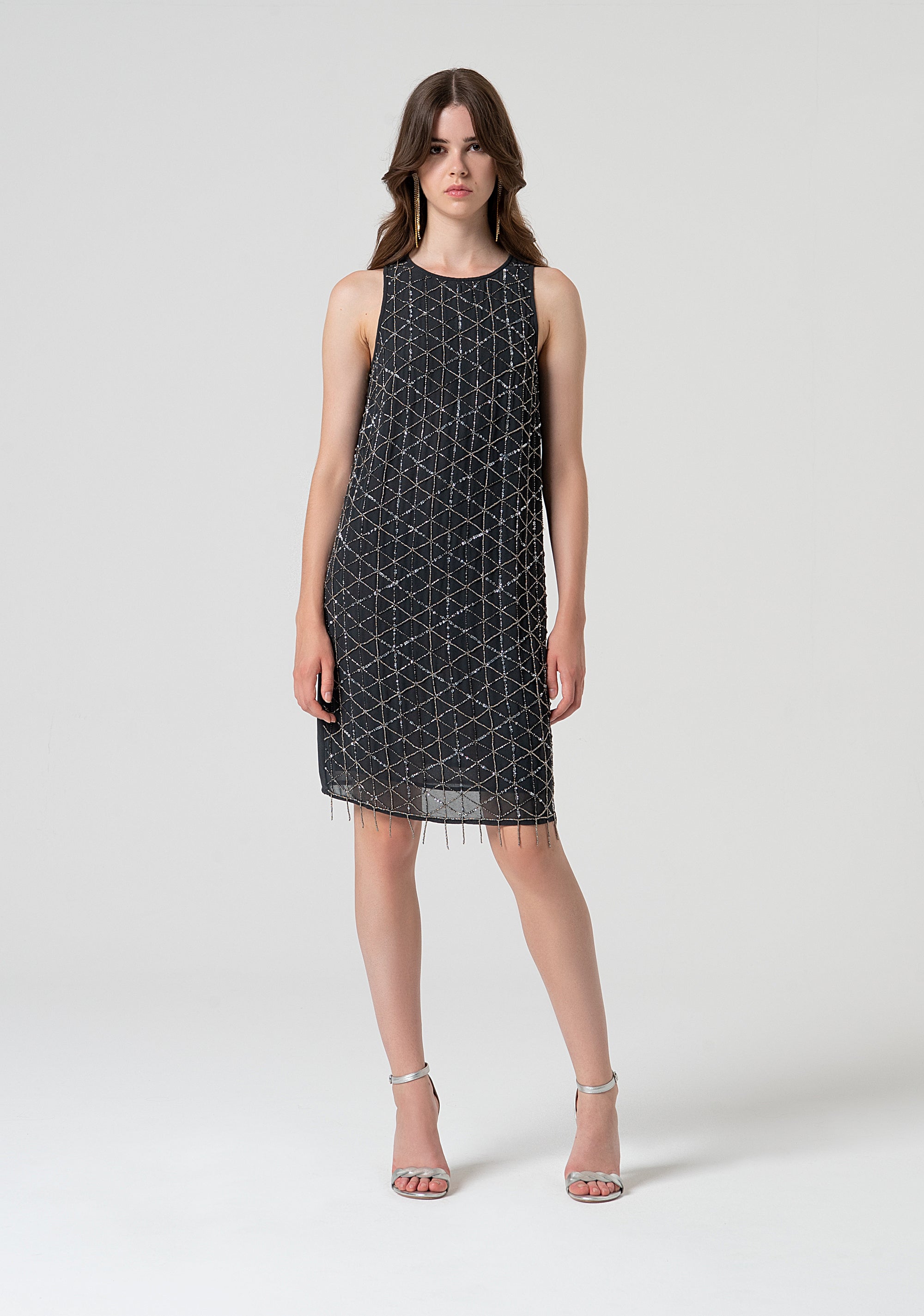 Mini dress straight line with sequins