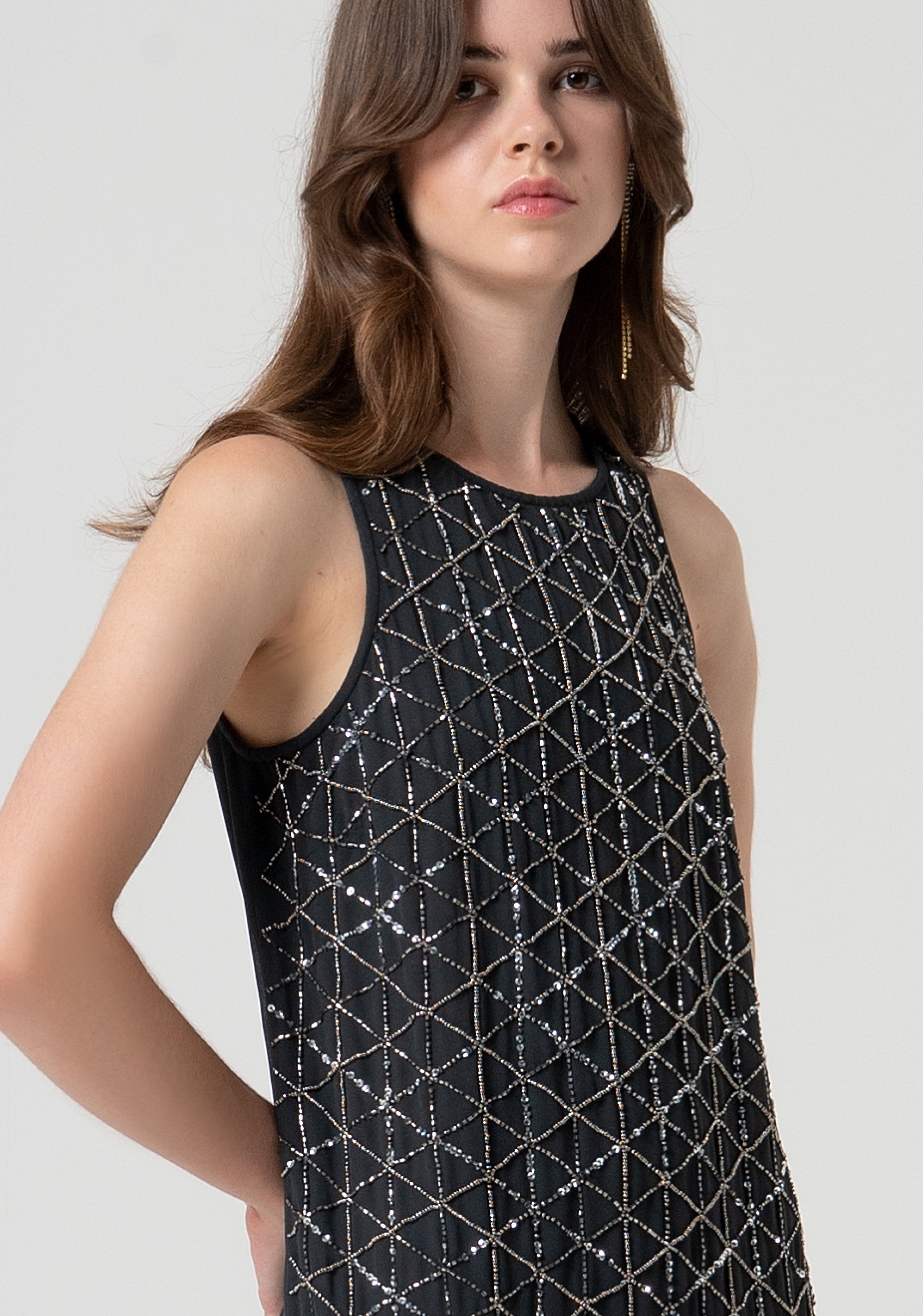 Mini dress straight line with sequins Fracomina FQ25SD1006W412R9-T31-2