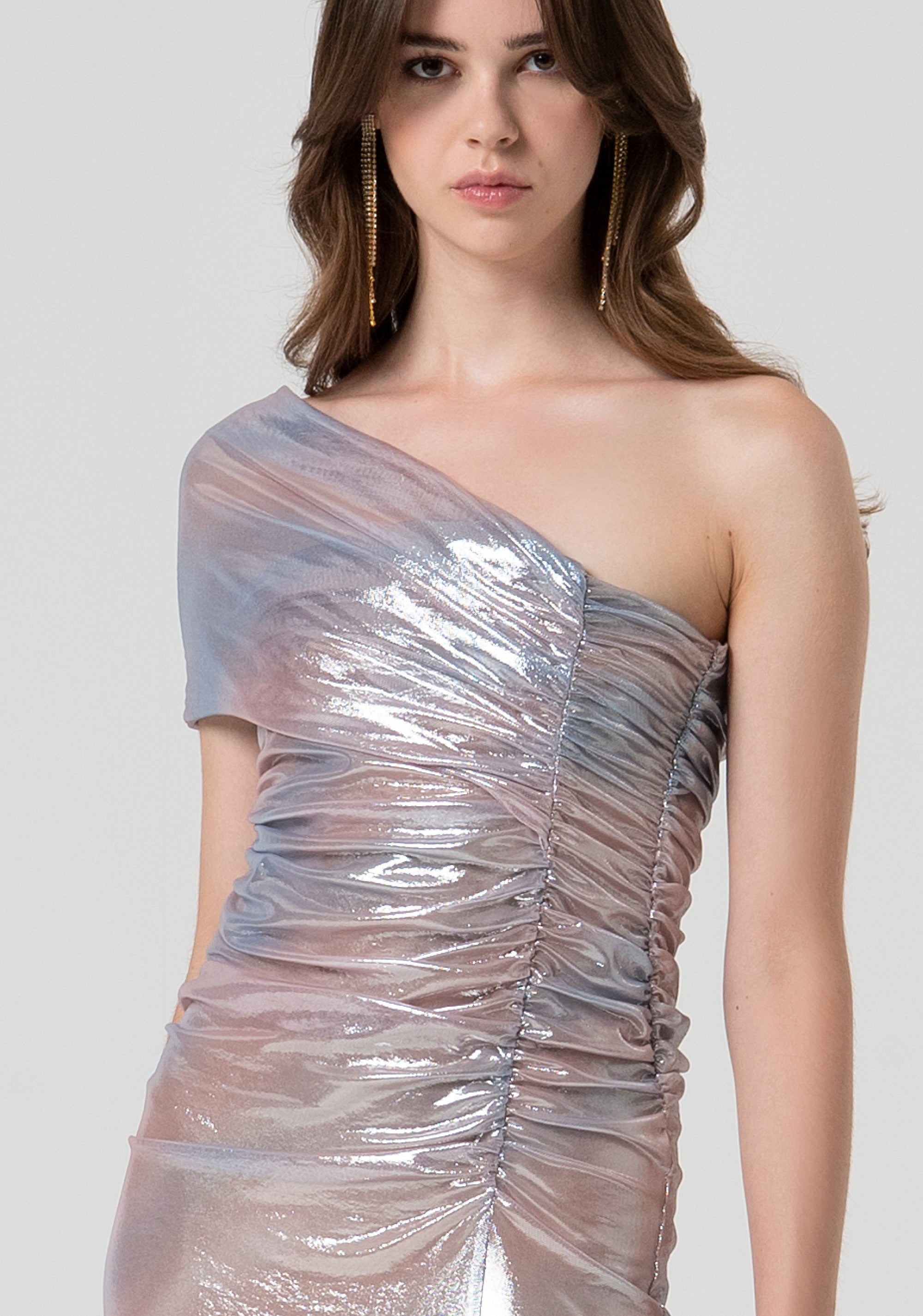 Long dress tight fit single shoulder Fracomina FQ25SD3007W800Q1-T36-2