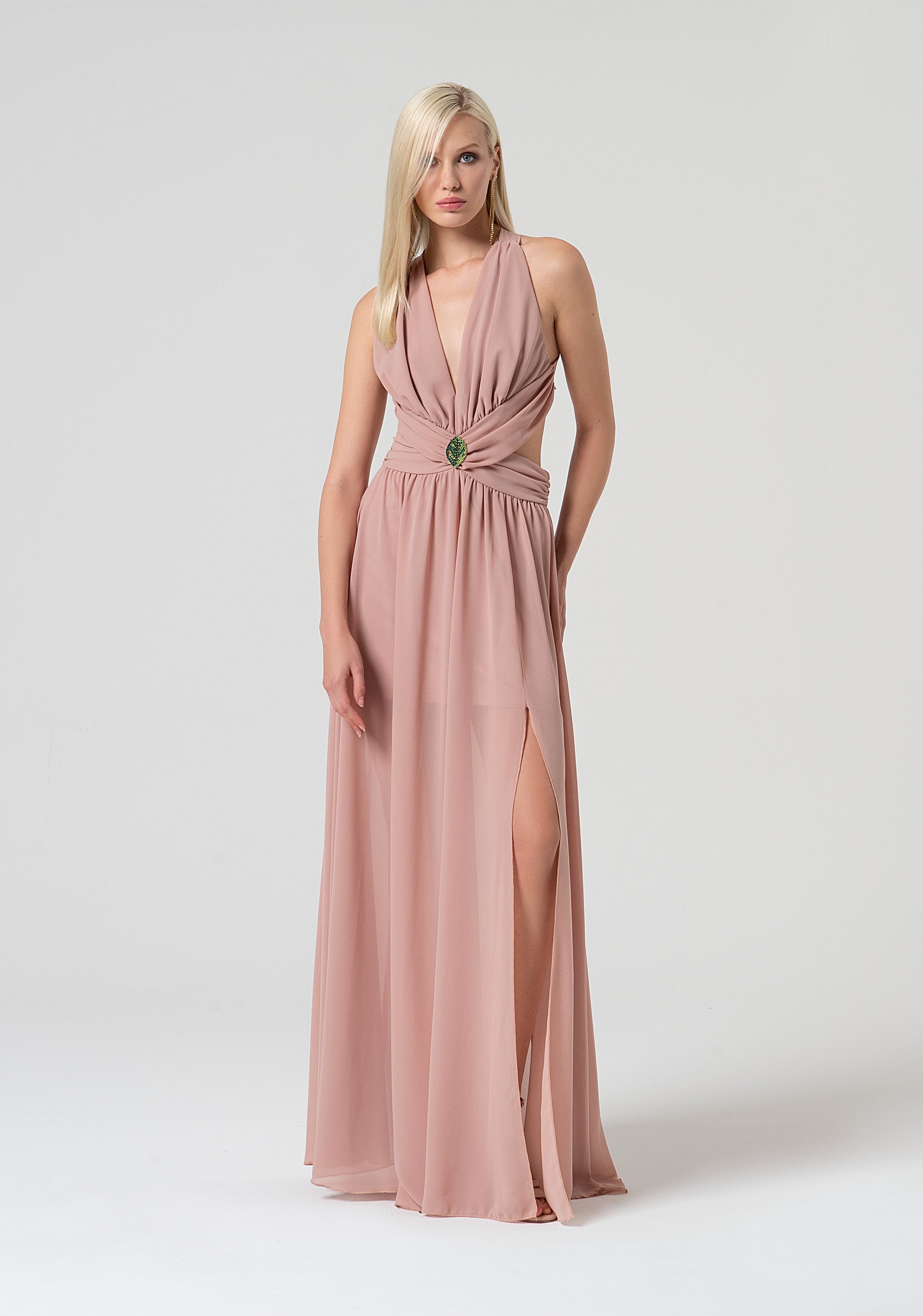 Long sleeveless dress made in georgette Fracomina FQ25SD3009W41201-238-1