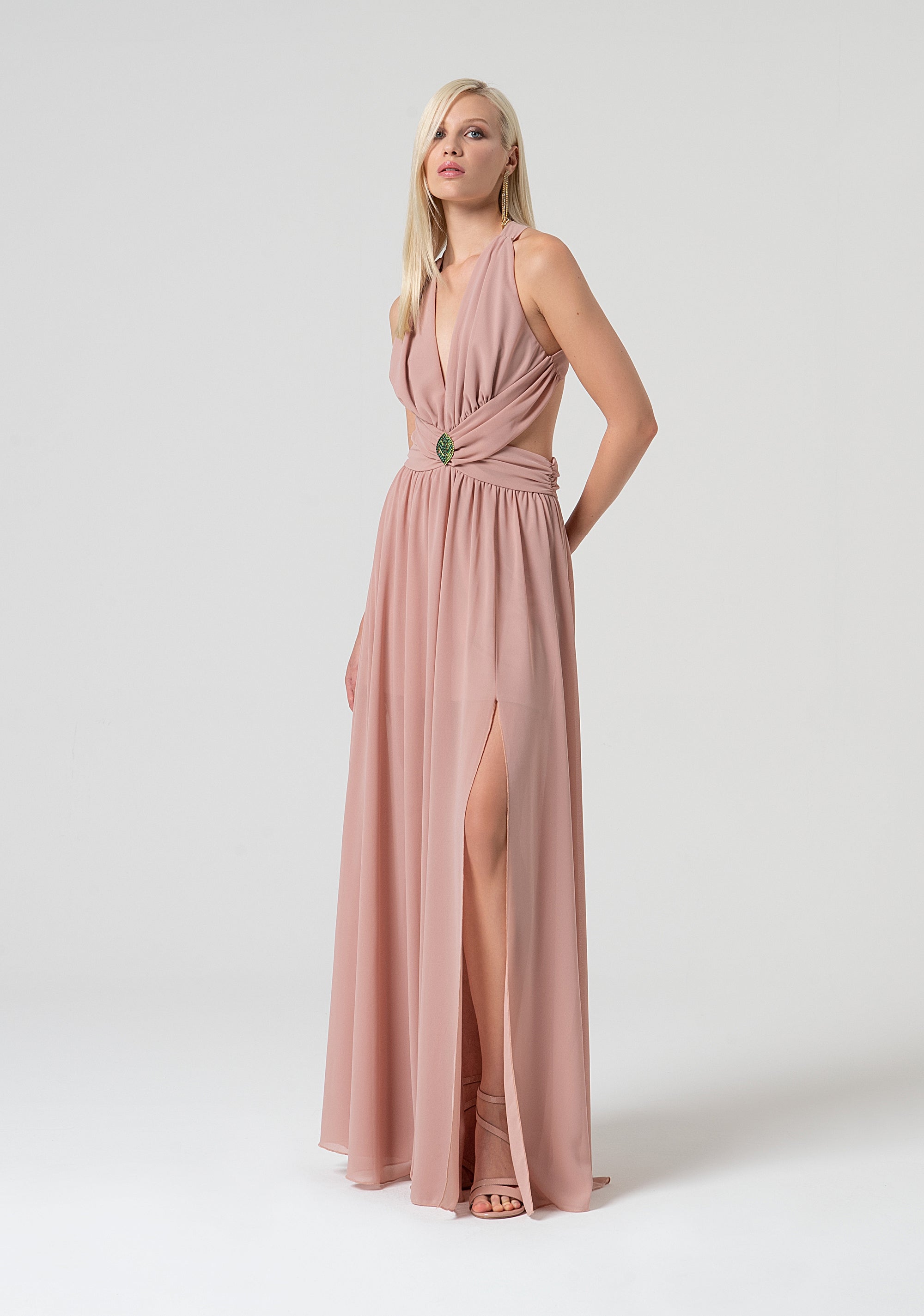 Long sleeveless dress made in georgette Fracomina FQ25SD3009W41201-238-3