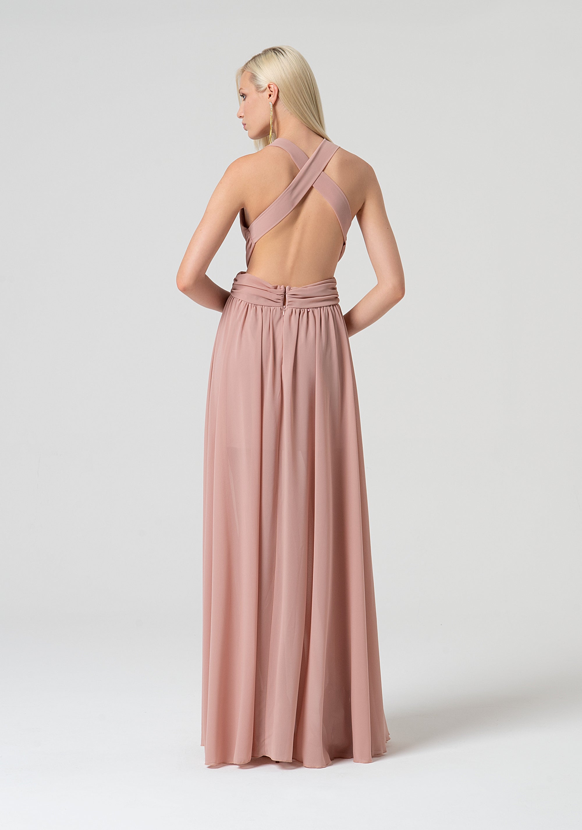 Long sleeveless dress made in georgette Fracomina FQ25SD3009W41201-238-4