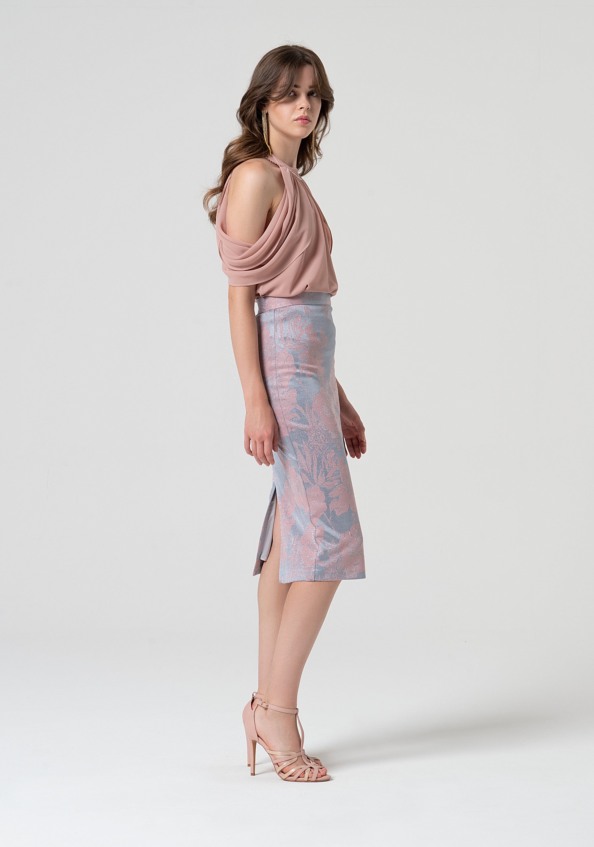 Skirt tight fit middle length with pattern Fracomina FQ25SG2001W576F8-T39-2