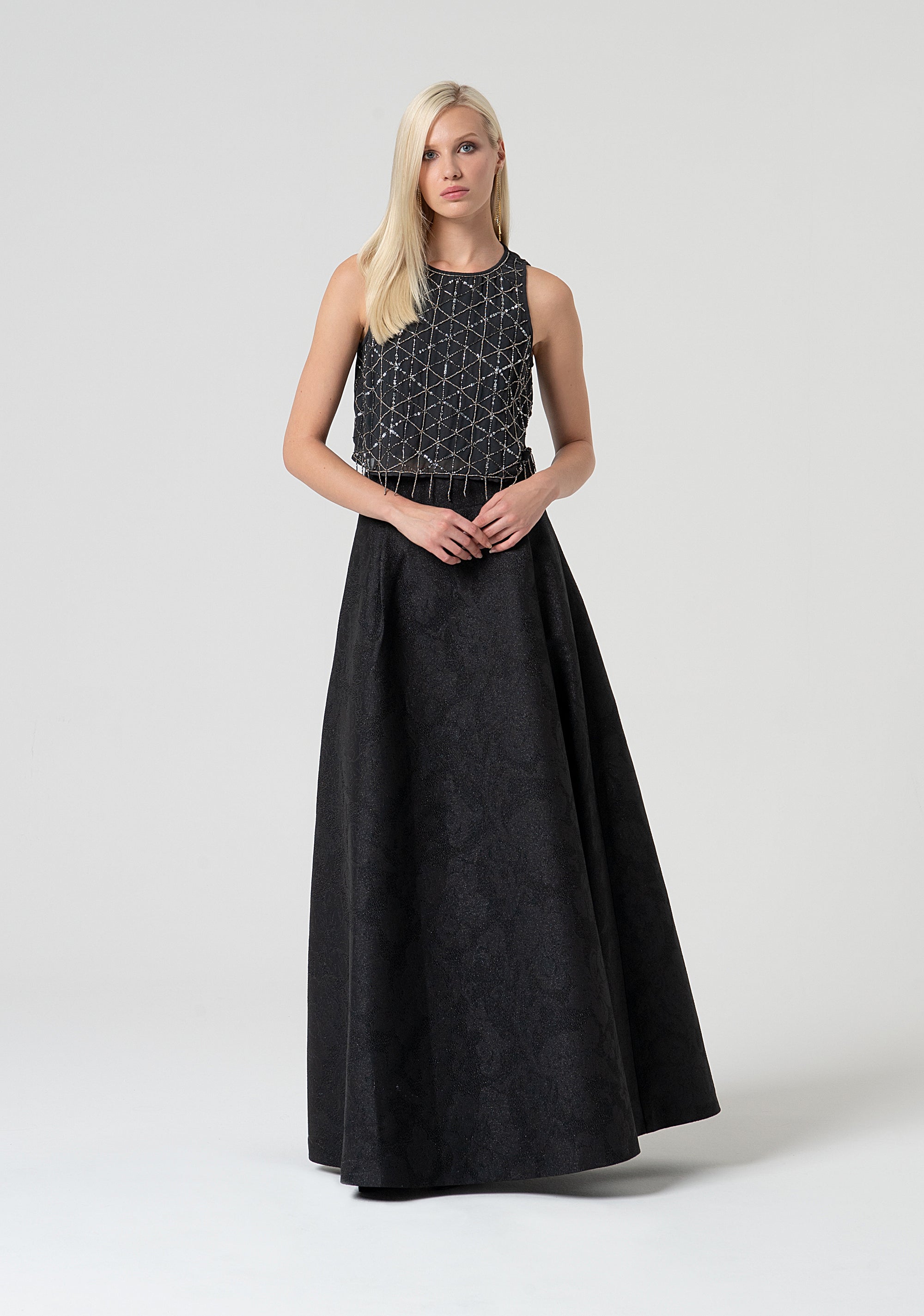 Long skirt wide fit made in brocade fabric Fracomina FQ25SG3002W79301-053-1