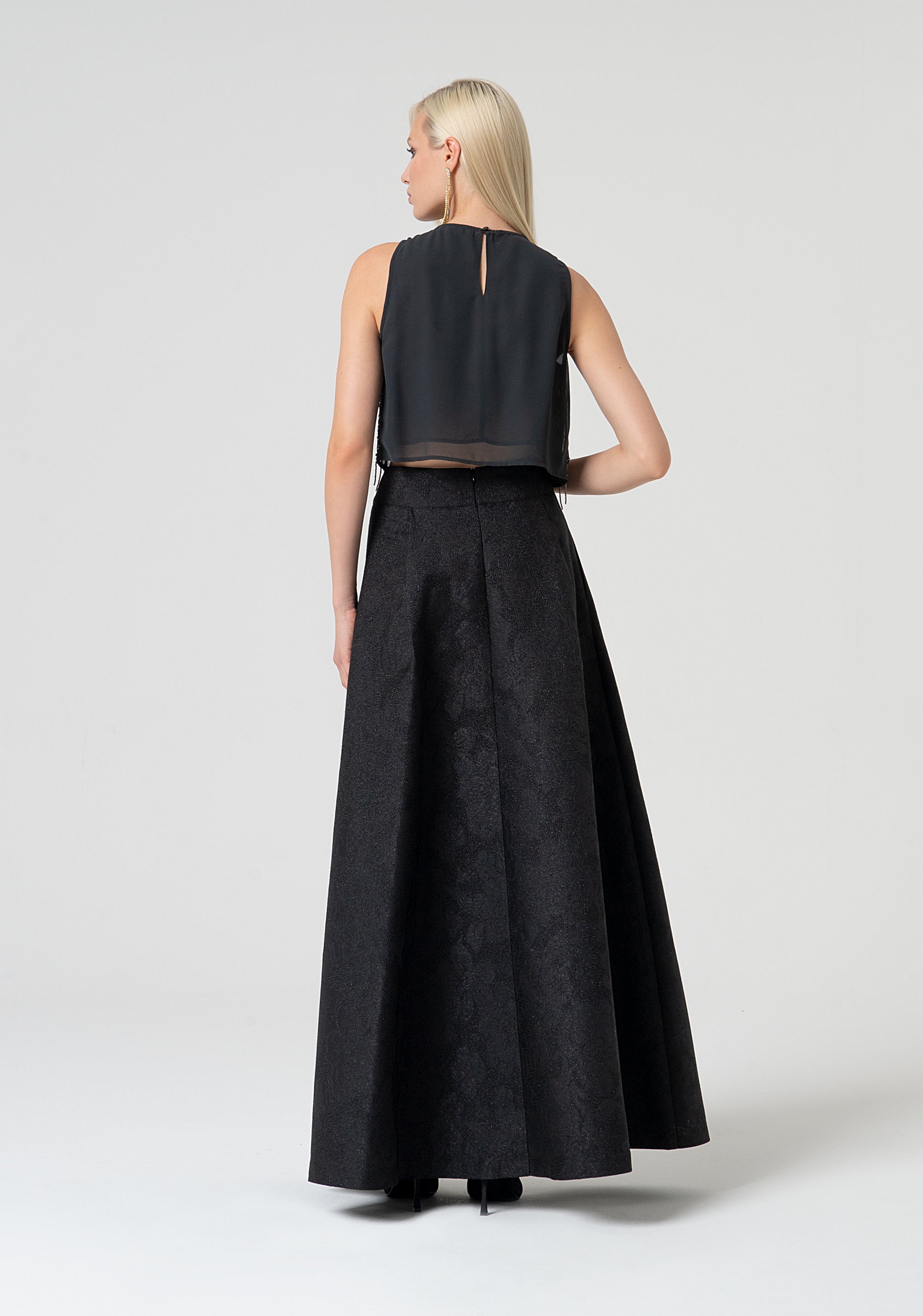 Long skirt wide fit made in brocade fabric Fracomina FQ25SG3002W79301-053-4