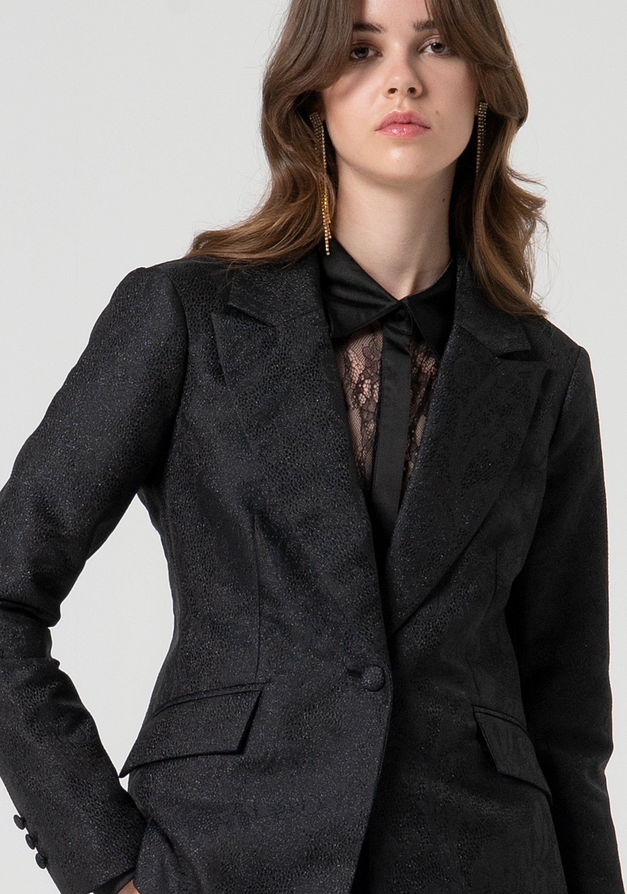 Blazer jacket regular fit made in glittered fabric Fracomina FQ25SJ3002W79301-053-2