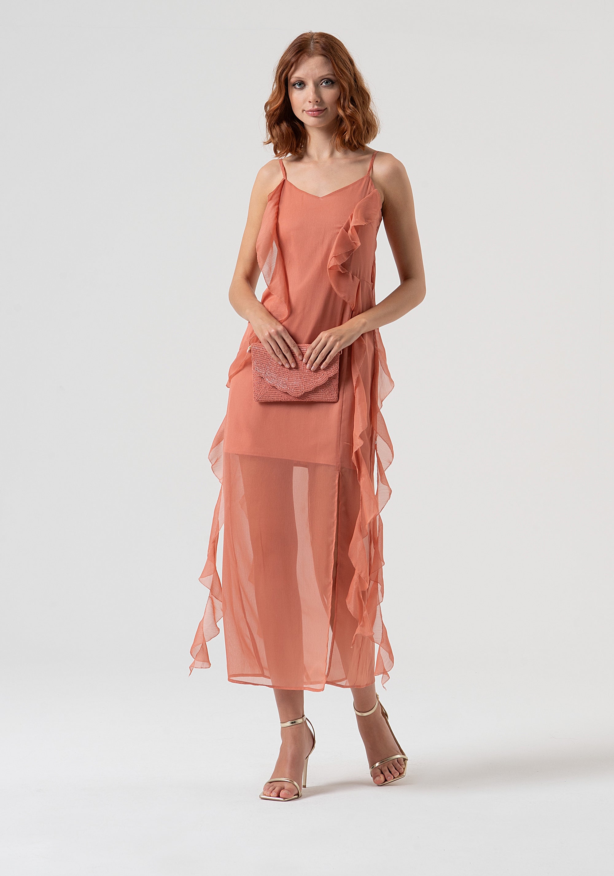 Sleeveless dress middle length made in georgette Fracomina FQ25WD2004W41201-S67-4