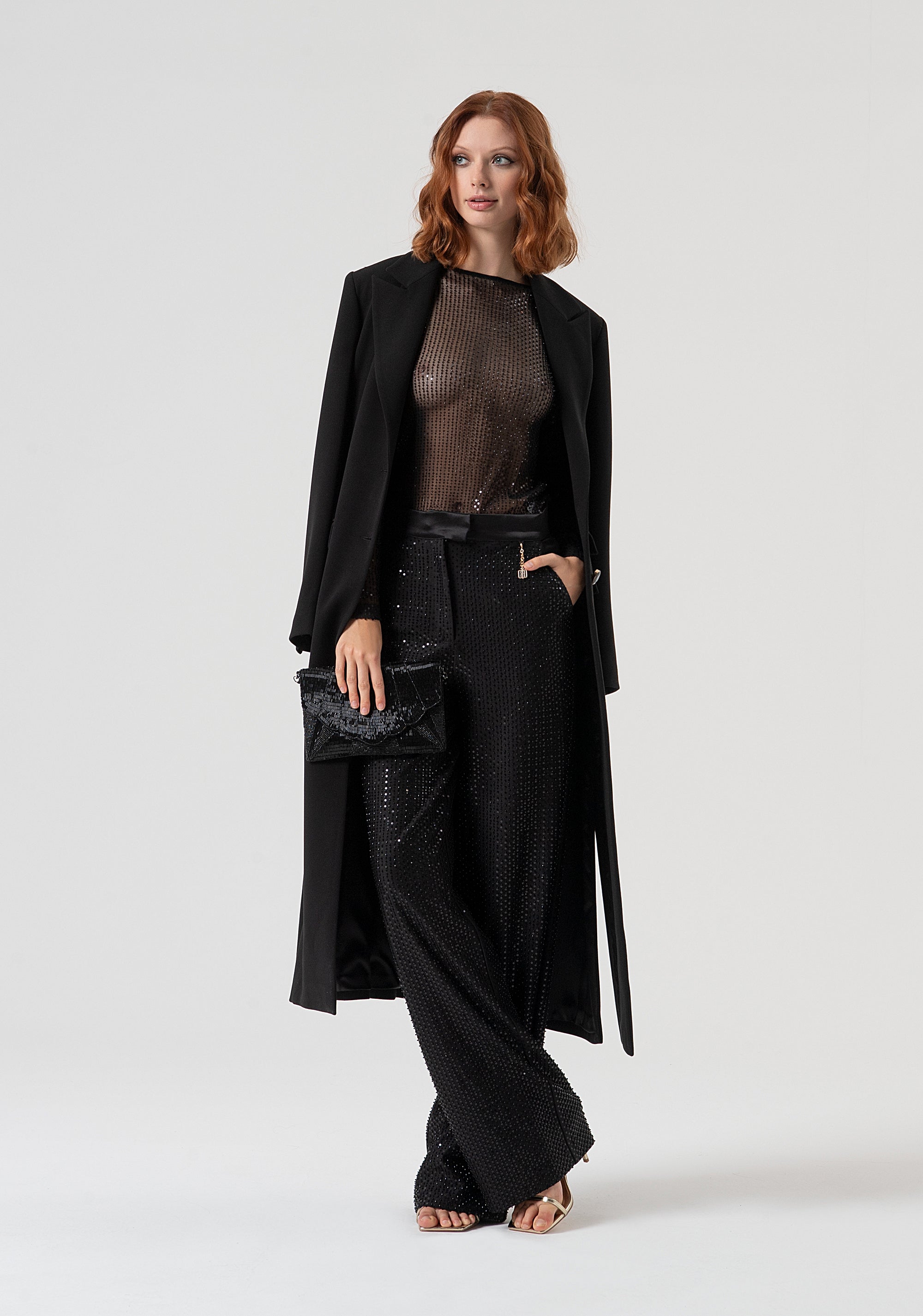 Blouse regular fit made in transparent fabric with sequins Fracomina FQ25WT1001W424R9-053-4