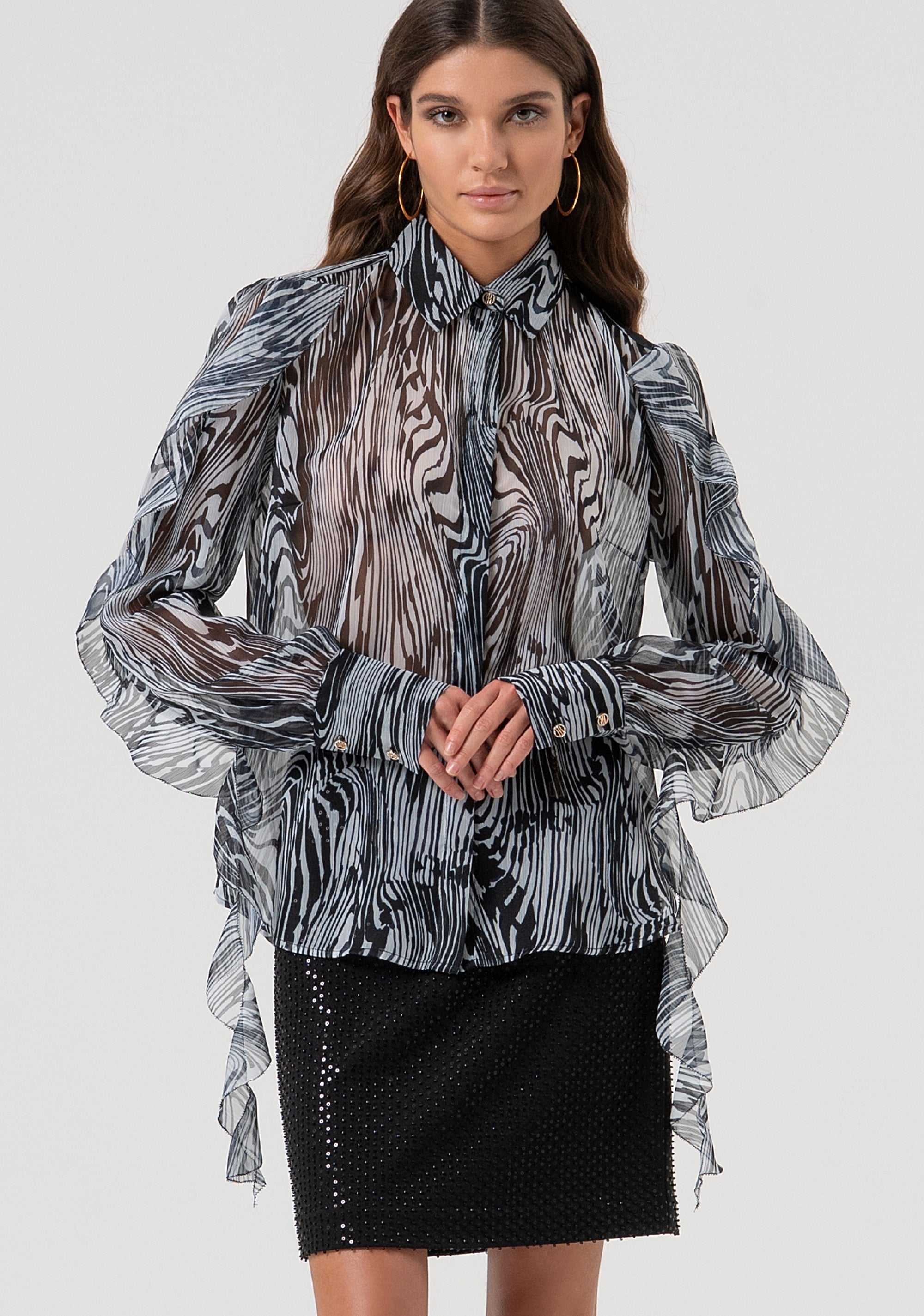 Shirt regular fit made in georgette with optical pattern Fracomina FQ25WT6003W412N4-060-2