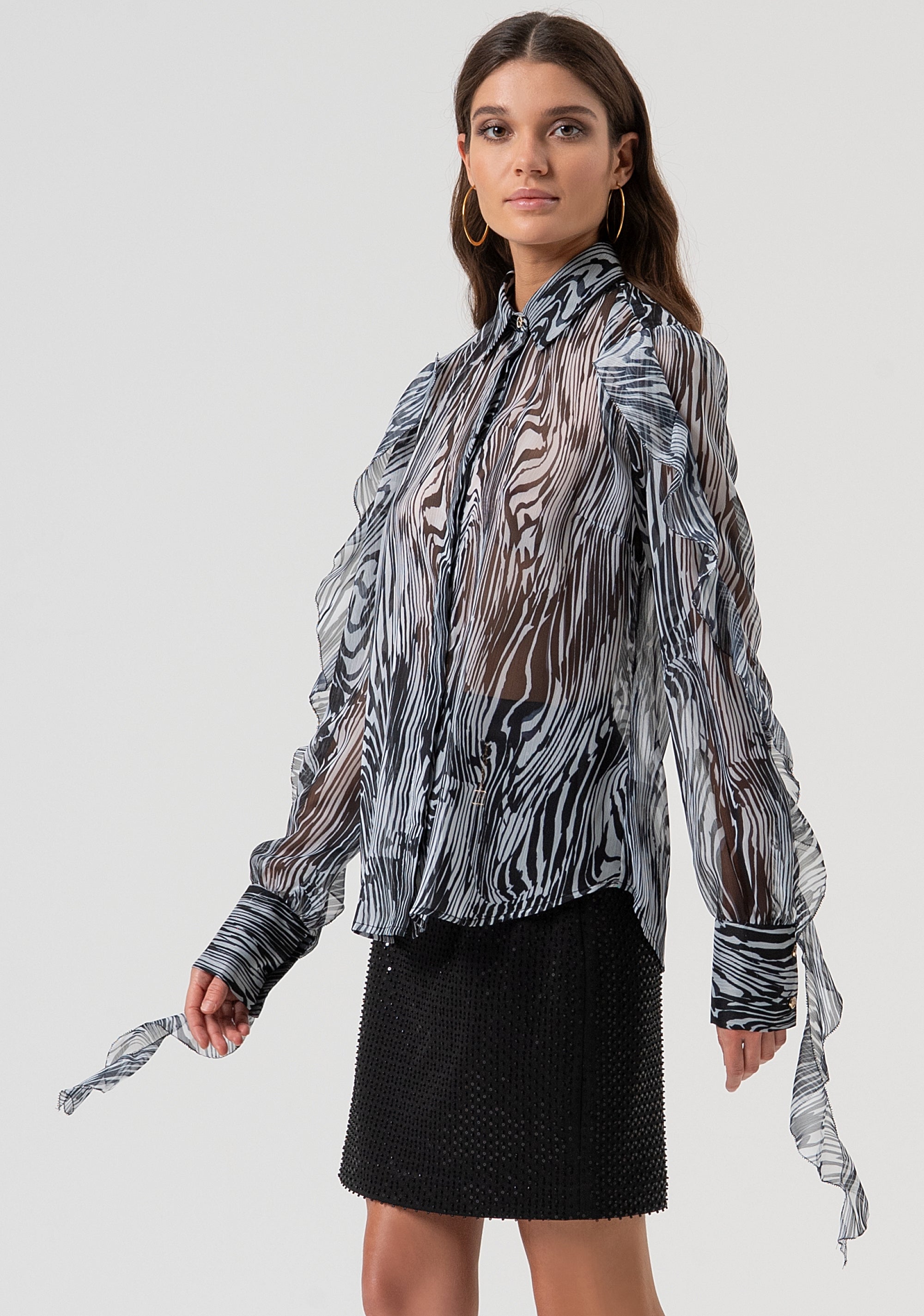 Shirt regular fit made in georgette with optical pattern Fracomina FQ25WT6003W412N4-060-3