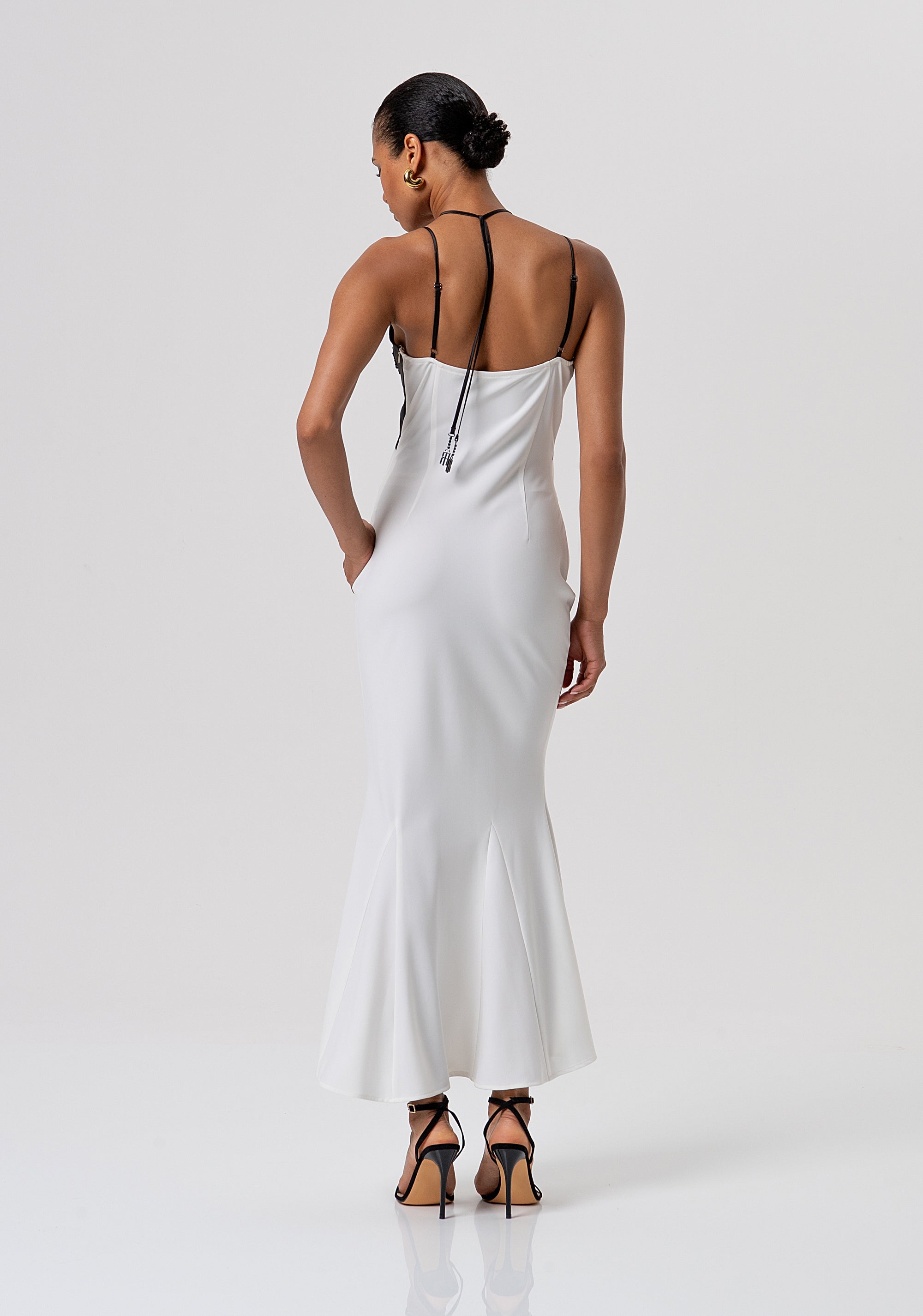 Long sleeveless dress made in mixed fabrics Fracomina FQ26SD2001W476E5-324-4