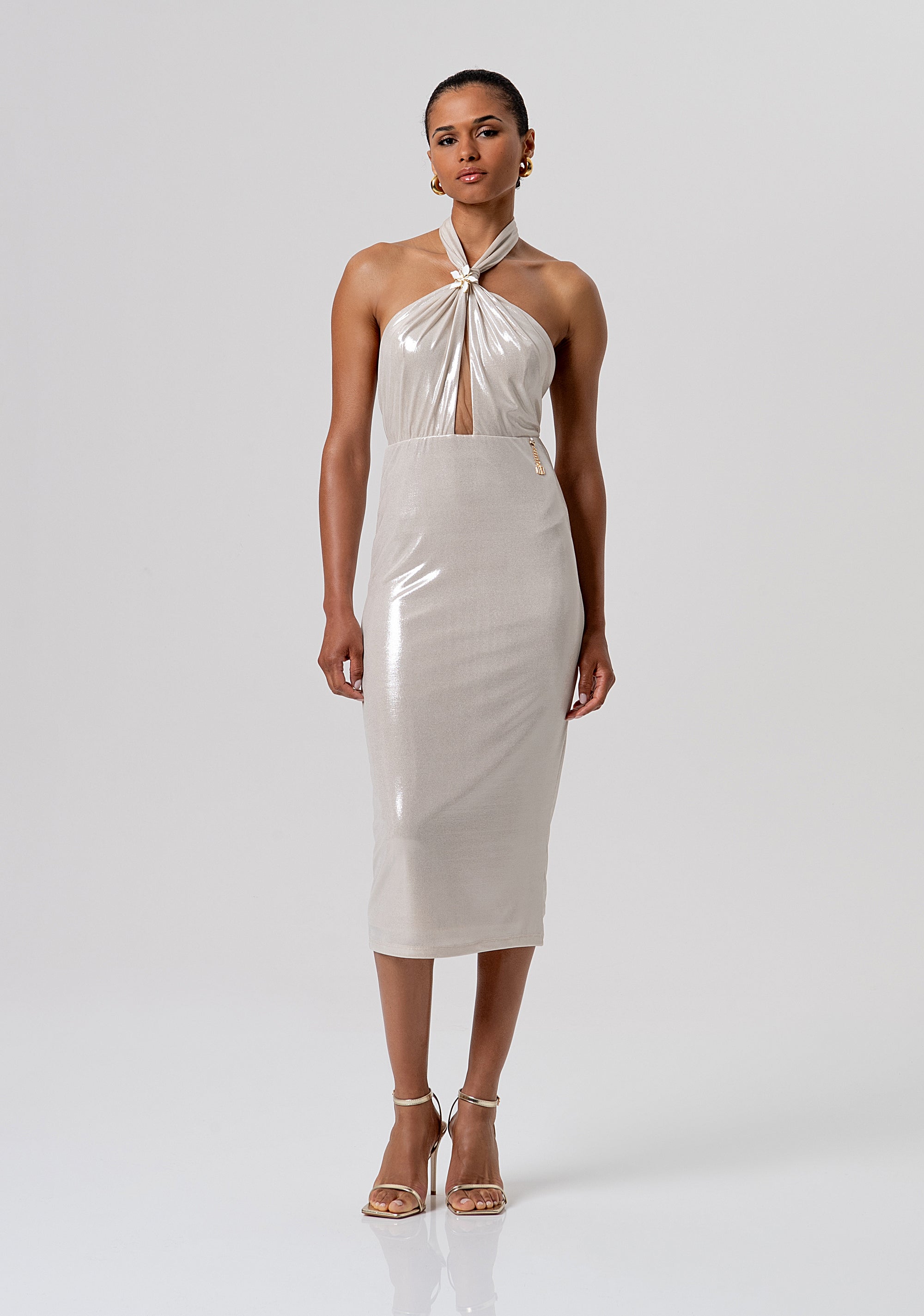 Sleeveless dress slim fit middle length made in coated fabric Fracomina FQ26SD2005W798Y7-150-1