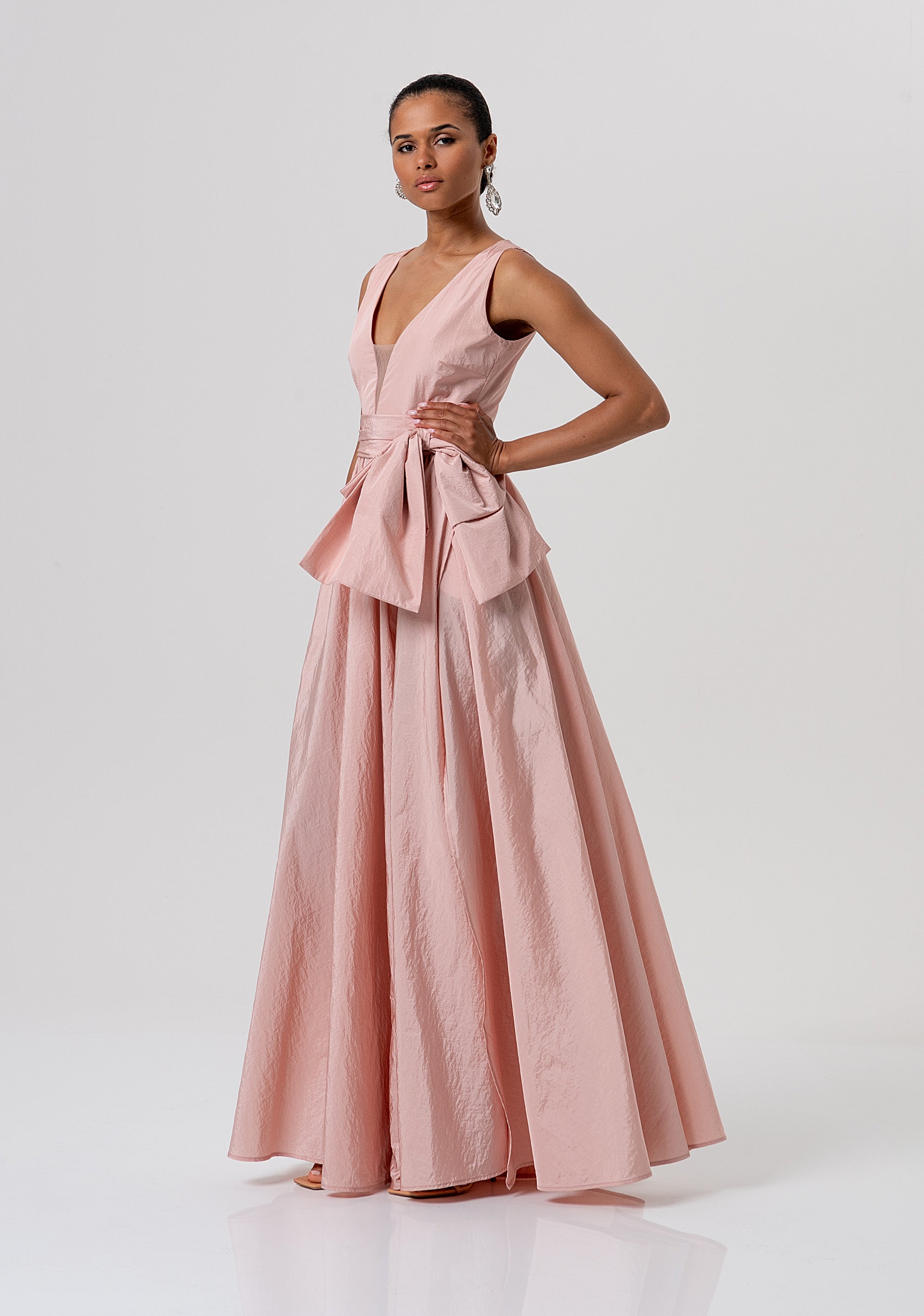 Long sleeveless dress made in taffetà Fracomina FQ26SD3009W83101-444-3