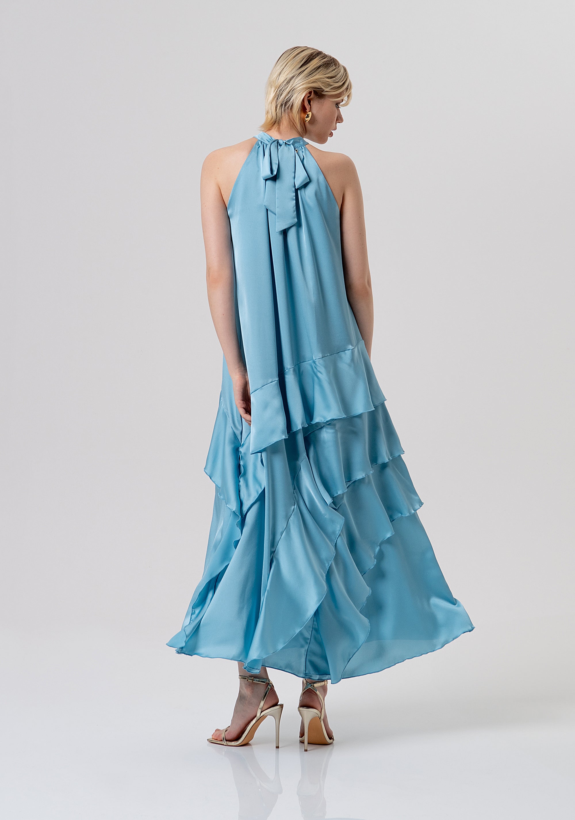 Dress A-shape made in satin Fracomina FQ26SD3011W41101-C33-4