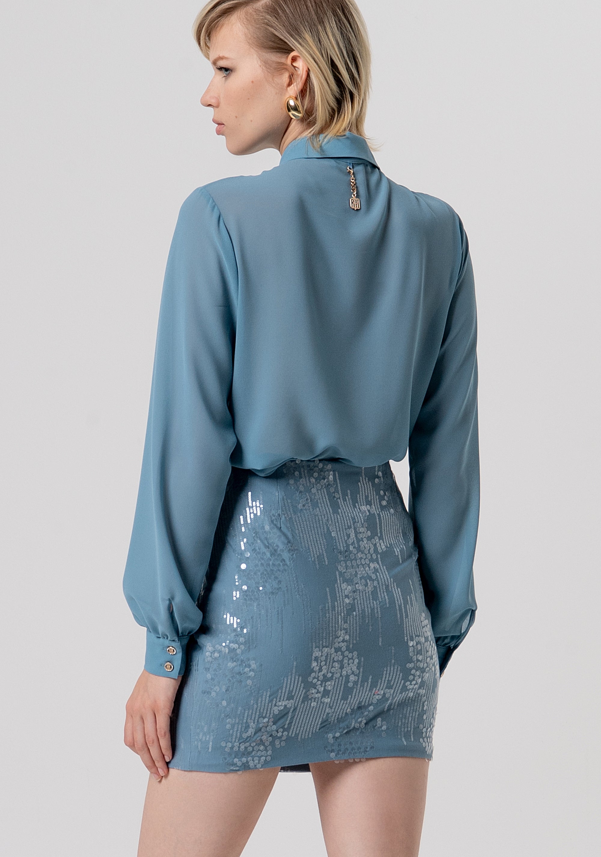 Mini skirt slim fit made in fabric with sequins Fracomina FQ26SG1001W498N6-C33-3