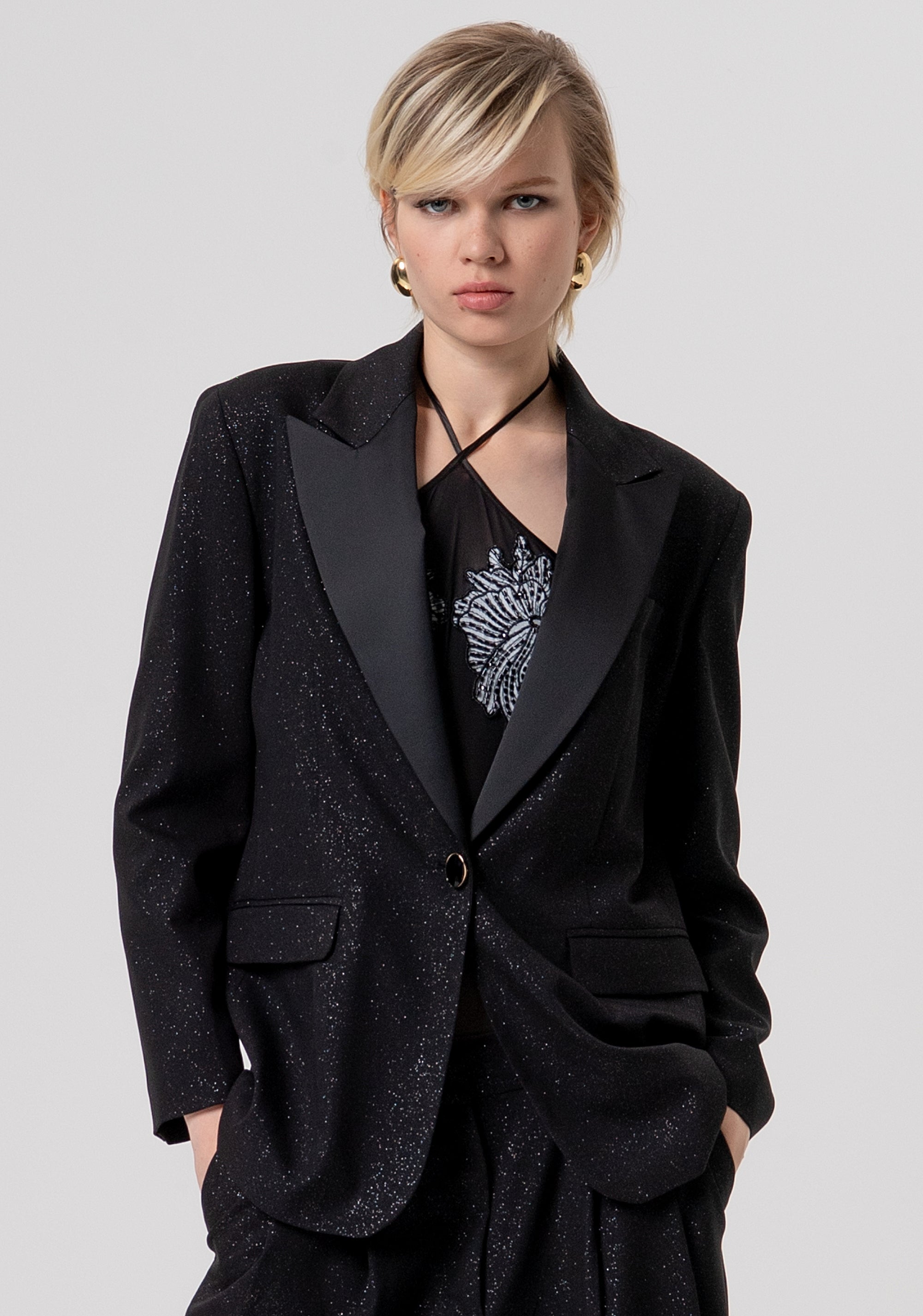 Blazer oversize single breasted made in glittered fabric FQ26SJ3003W45901-053 Fracomina