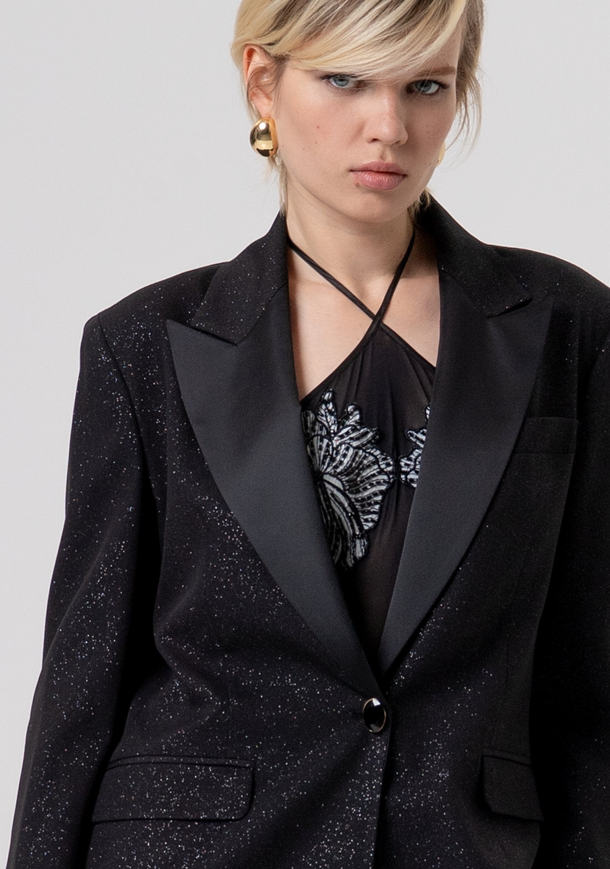 Blazer oversize single breasted made in glittered fabric Fracomina FQ26SJ3003W45901-053-2