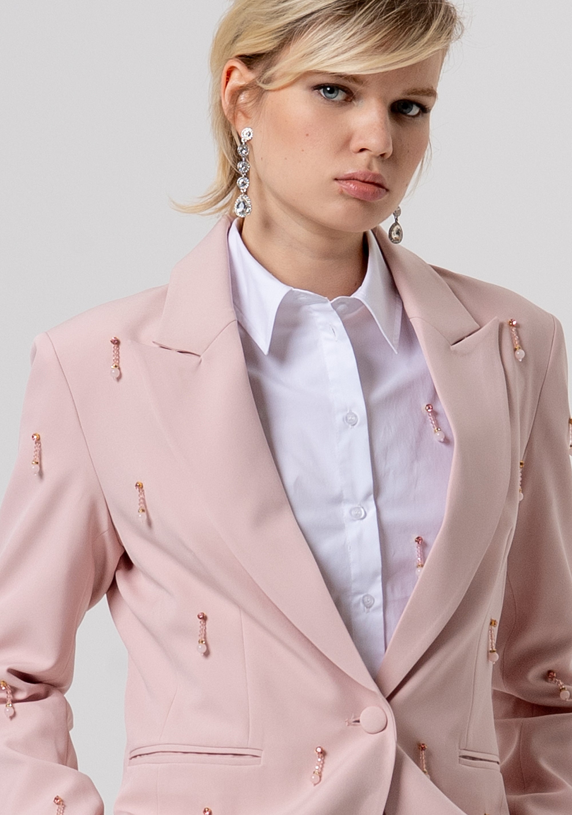 Blazer regular fit single breasted made in fabric with jewel applications Fracomina FQ26SJ3004W42901-444-2