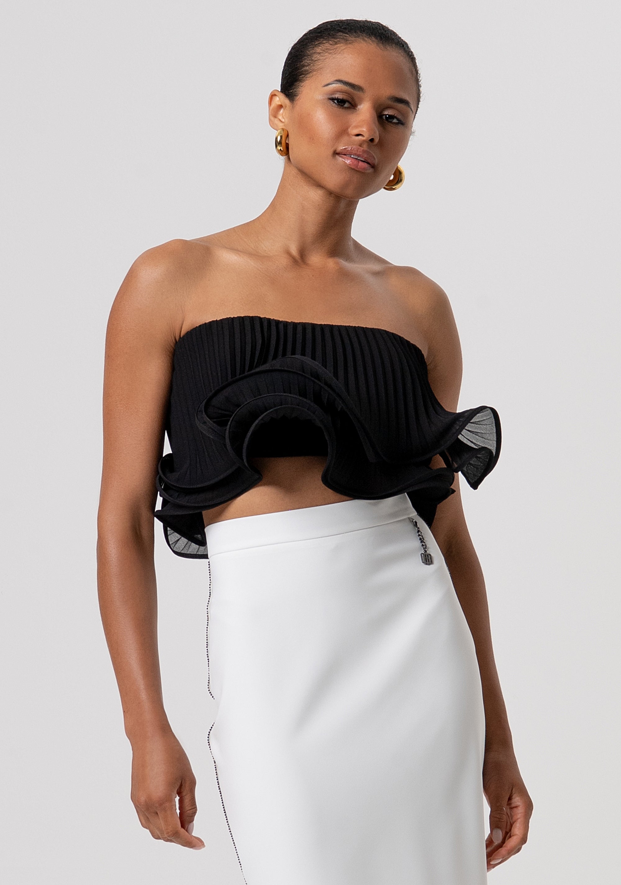 Tank top cropped made in georgette with plissè effect Fracomina FQ26ST2010W412F9-053-1