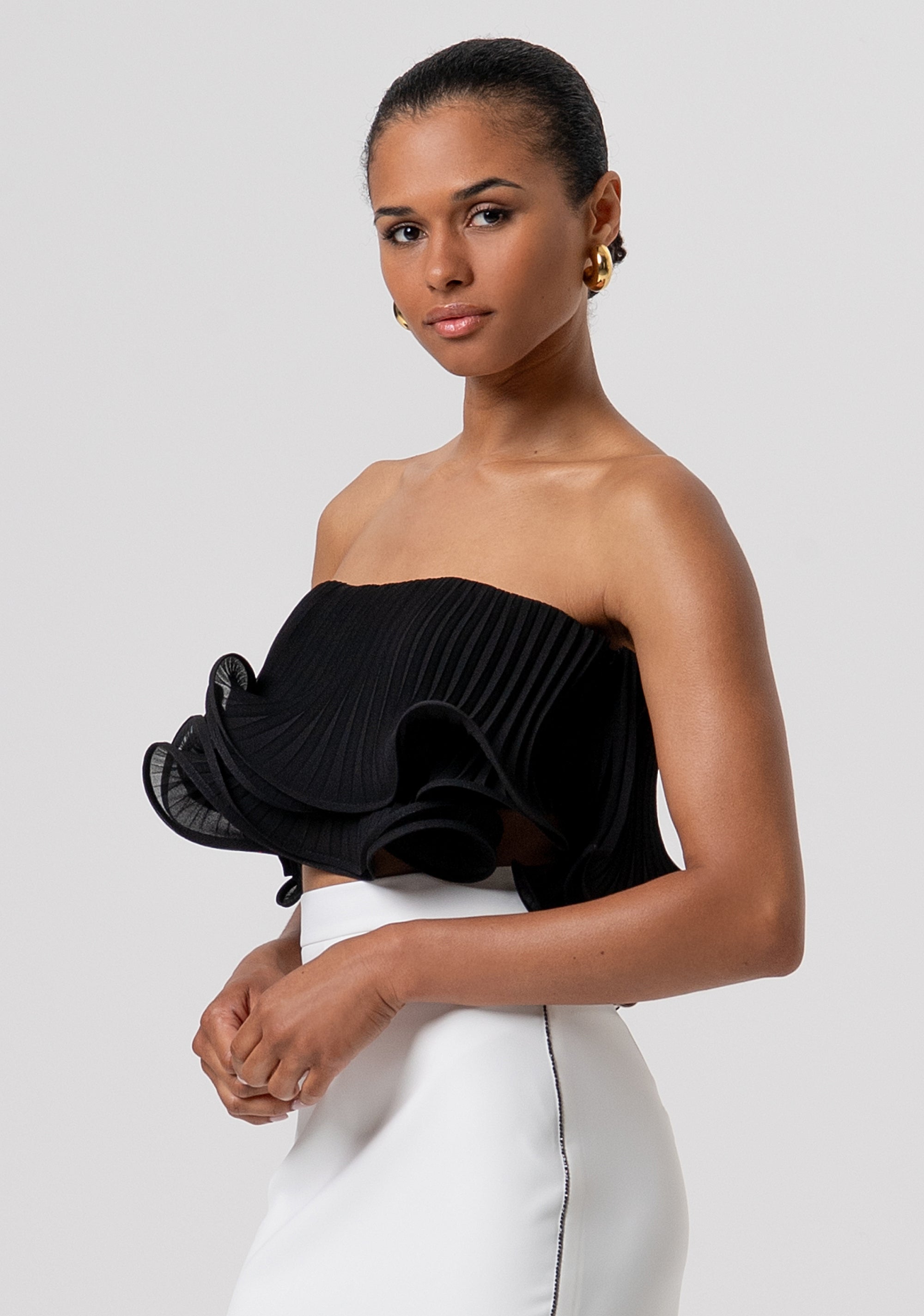 Tank top cropped made in georgette with plissè effect Fracomina FQ26ST2010W412F9-053-2