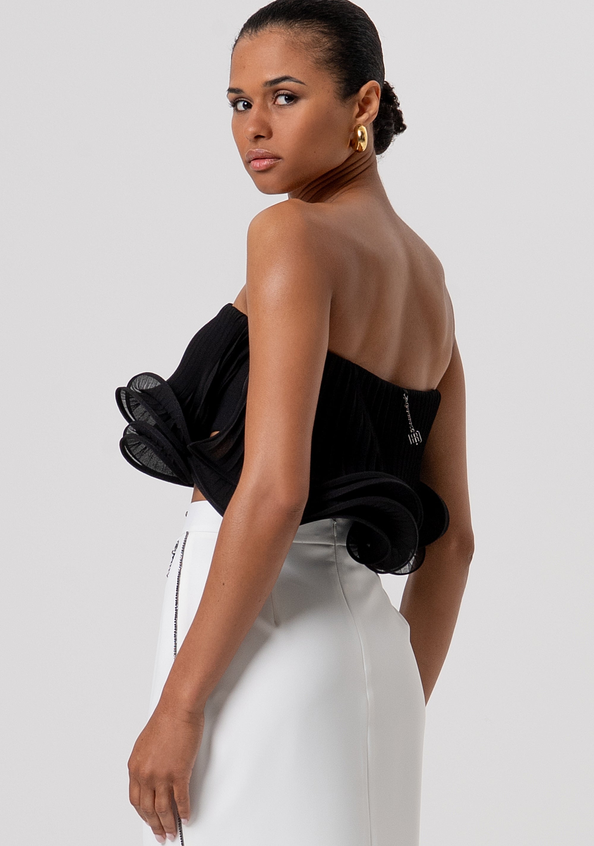 Tank top cropped made in georgette with plissè effect FQ26ST2010W412F9-053 Fracomina