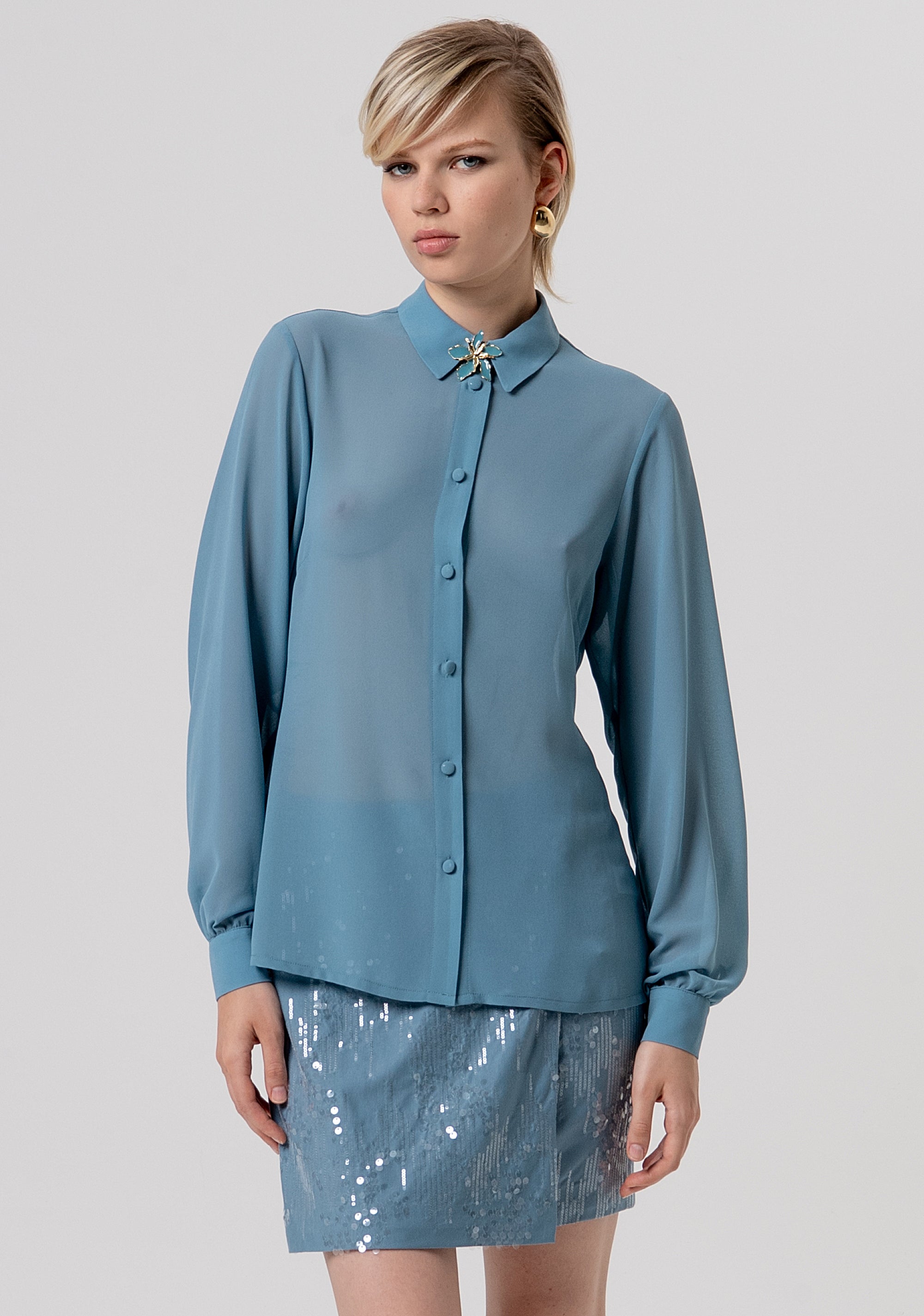 Shirt regular fit made in georgette Fracomina FQ26ST6004W41201-C33-1
