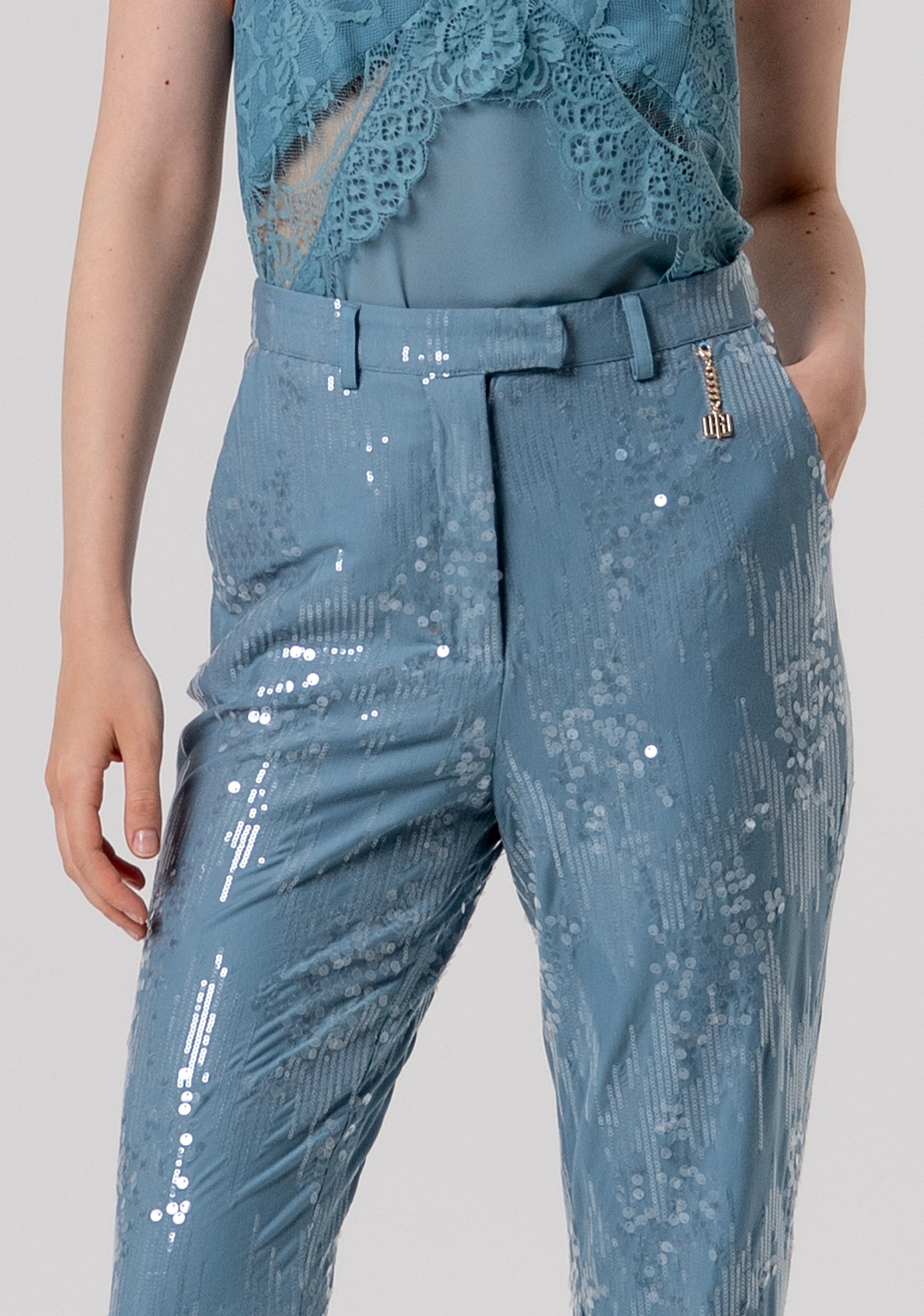 Flare pant made in fabric with sequins Fracomina FQ26SV3002W498N6-C33-2