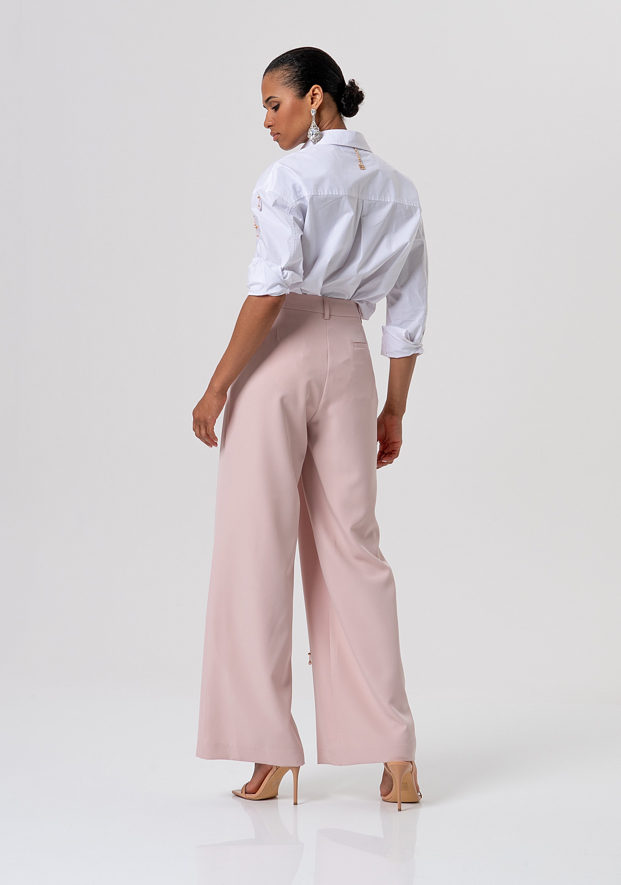 Palazzo pant flare made in fabric with jewel applications Fracomina FQ26SV3003W42901-444-4