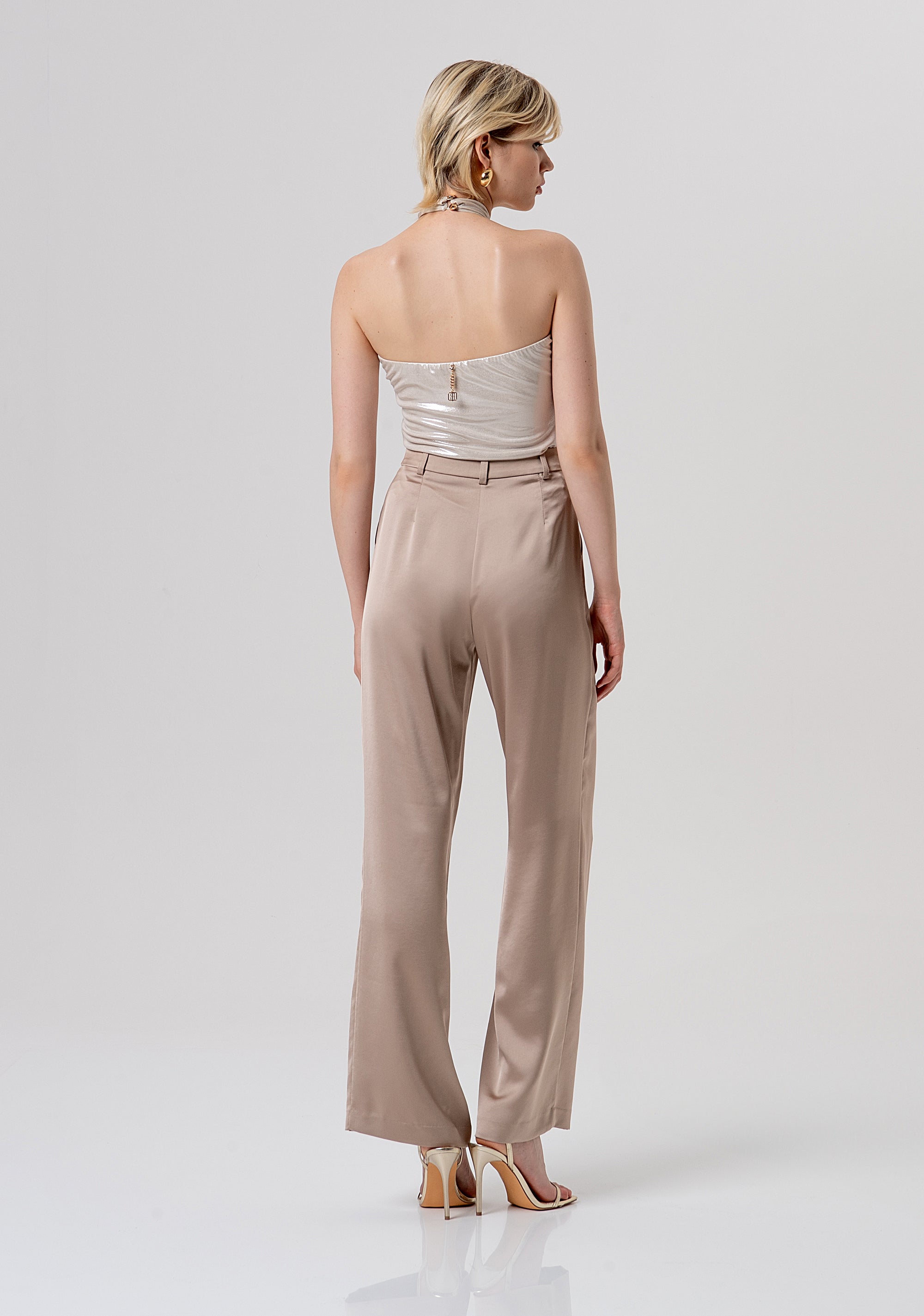 Palazzo pant flare made in satin Fracomina FQ26SV3005W47001-050-3